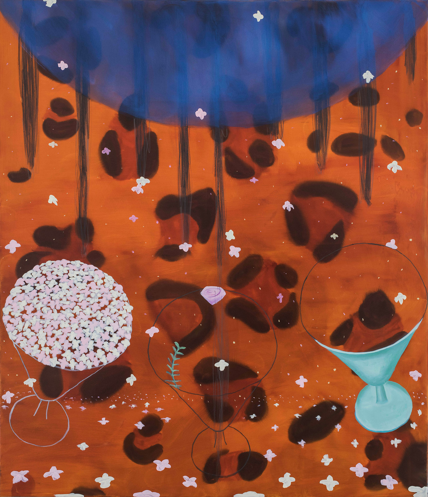 AMANDA TRYGG "THE FATHER, THE SON AND THE HOLY SPIRIT, EASY BREEZY, BEAUTIFUL", OIL AND GRAPHITE ON POLYESTER CANVAS, 140 X 120 CM, 2019