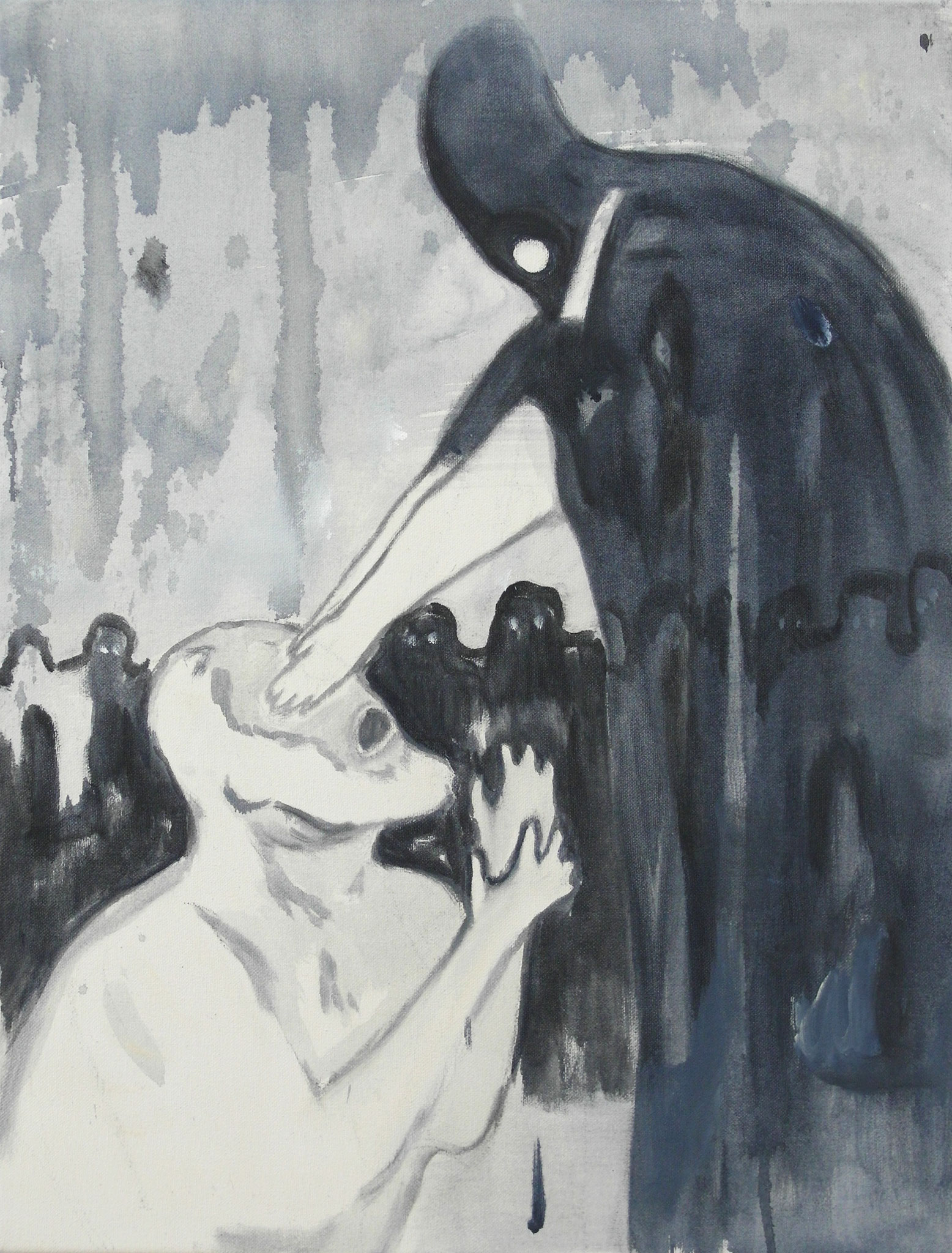 TING  ZHANG   DIE BLINDEN WERDEN SEHEN   ACRYL AUF PAPIER   60,6 X 42,6 CM  2016