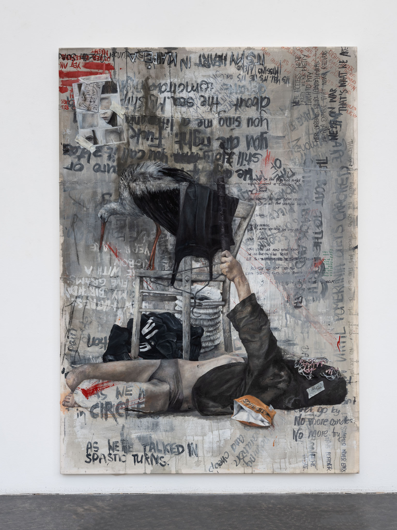 Lydia Balke, There are too many words for damage (Psychosis I), 2019, Öl, Acryl auf Leinwand, 200 x 140 cm