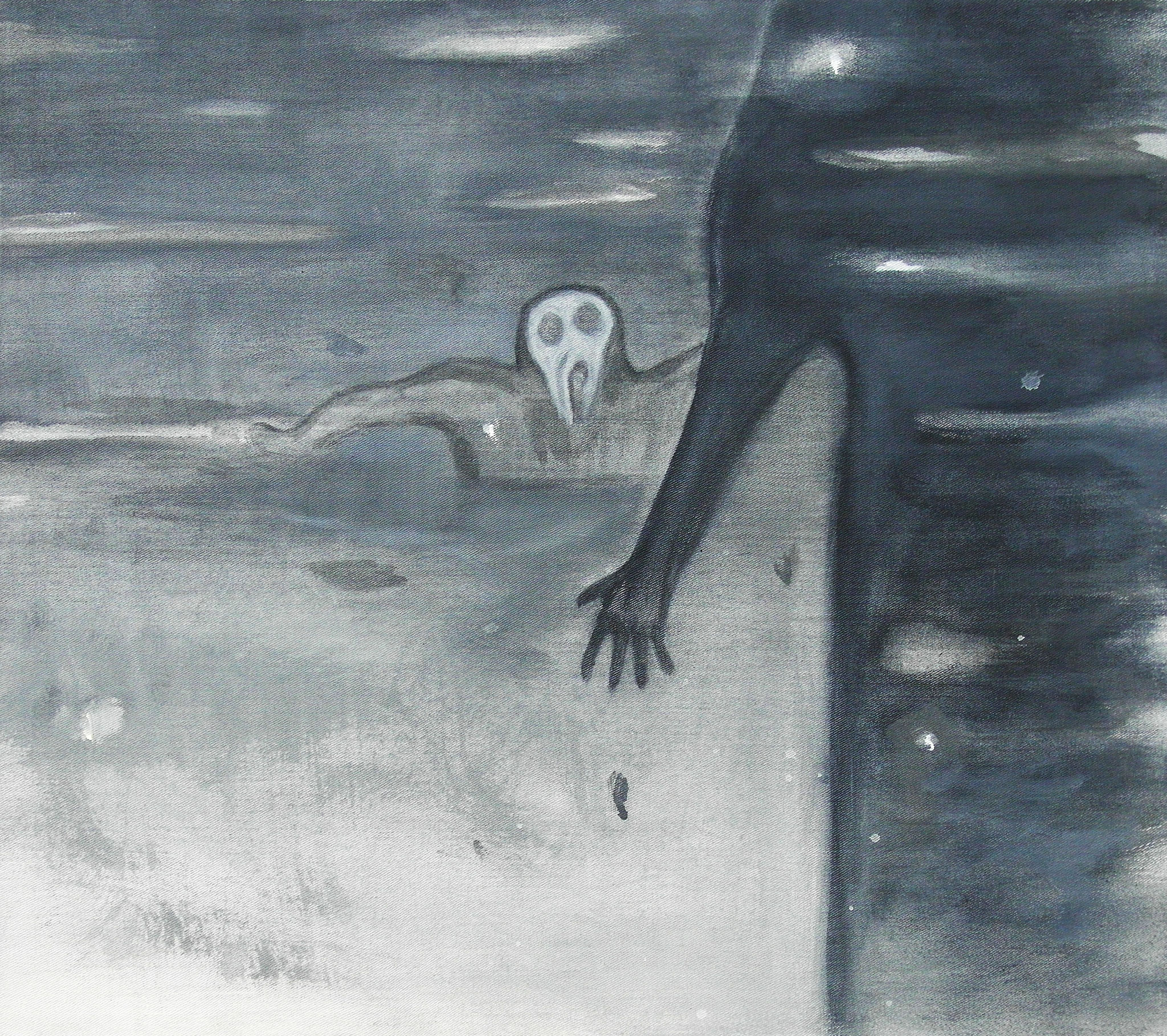 TING  ZHANG   WANDELN AUF DEM MEER 2   ACRYL AUF LEINWAND   40 X 45 CM    2017