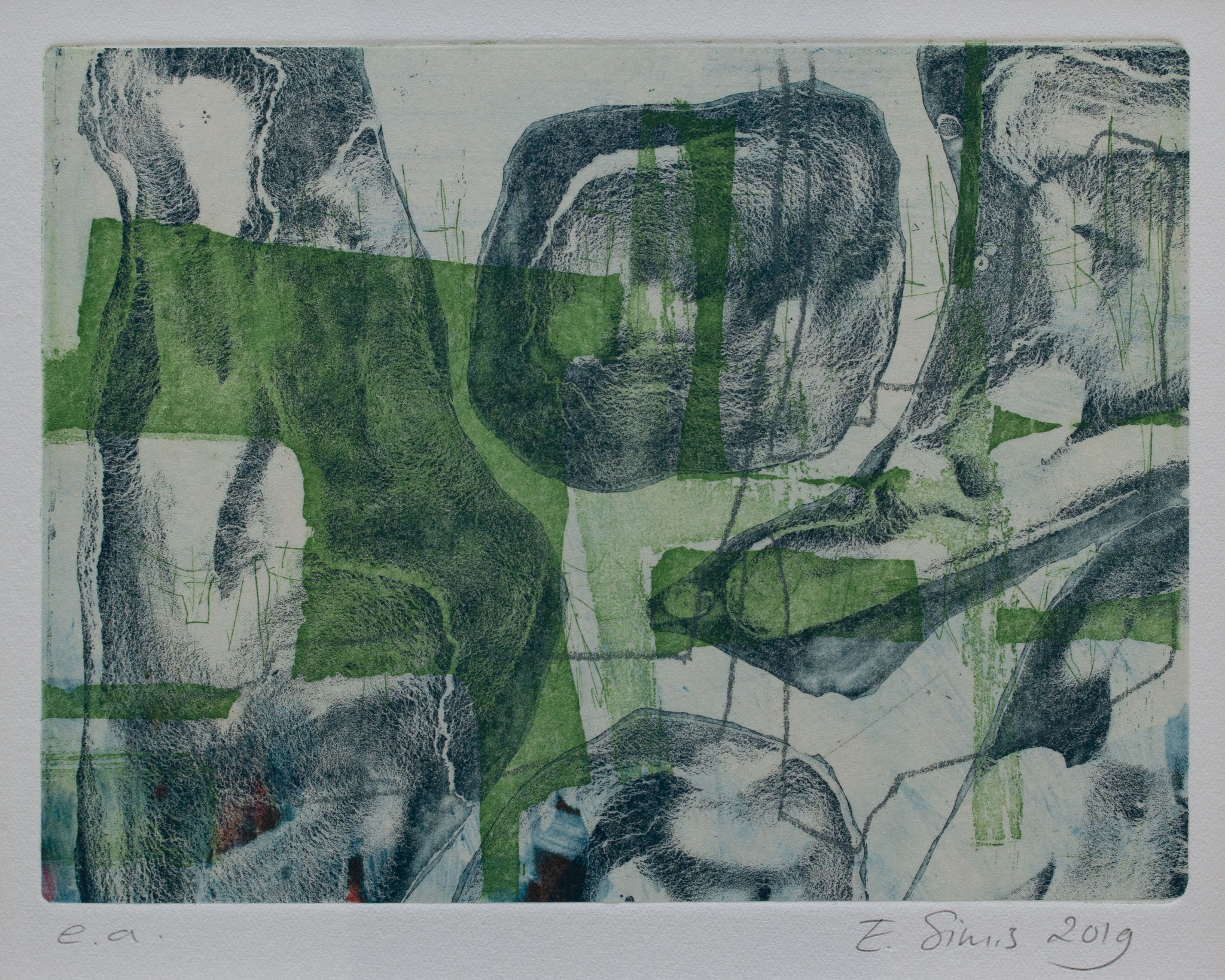 Aquatint, vernis mou, chine collé 12x16,5cm 2019