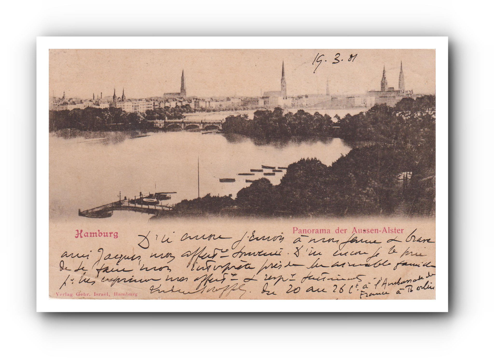 - Panorama der Aussen - Alster - HAMBURG - 19.03.1901 -
