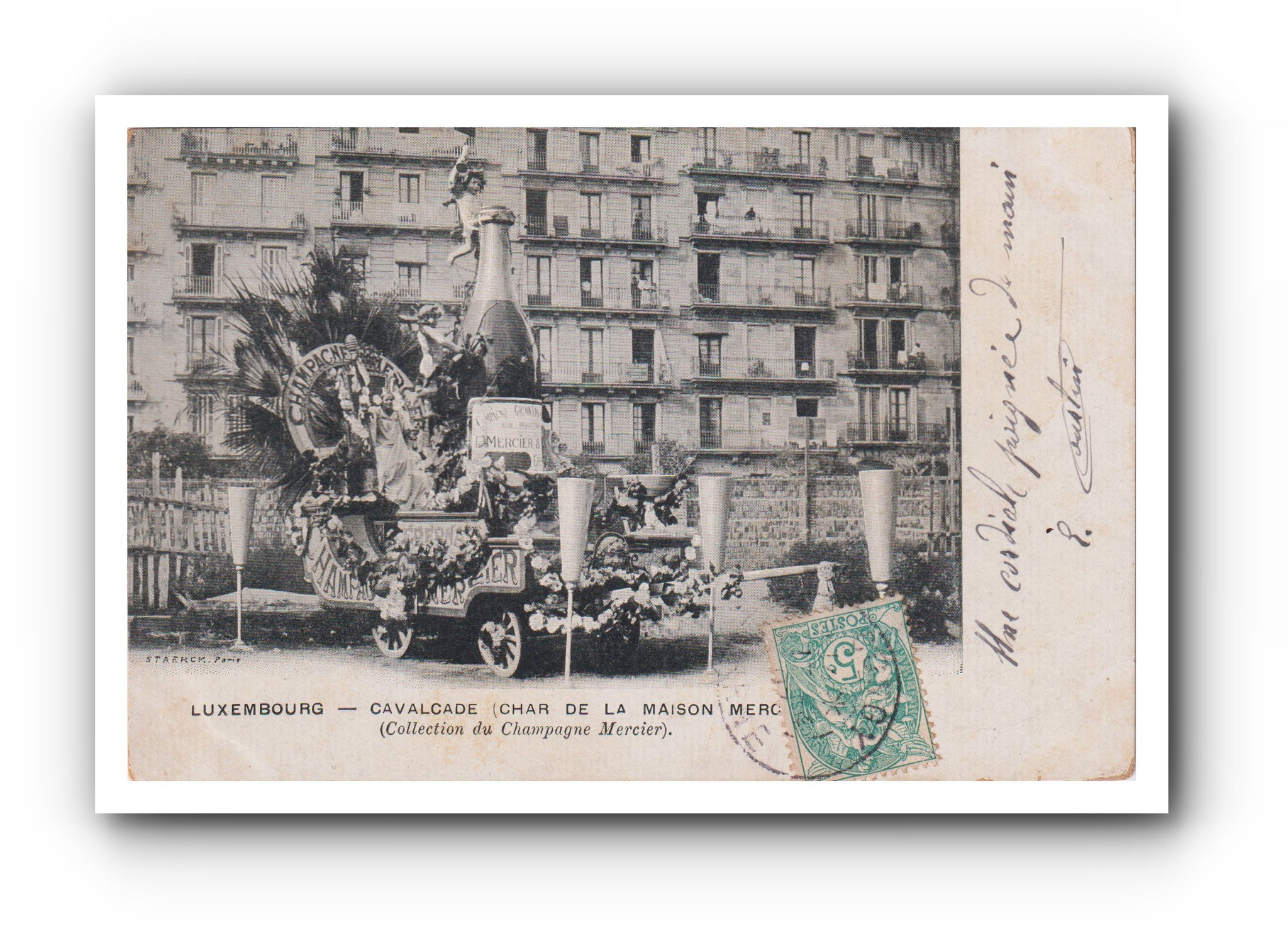 -  Cavalcade - Char de  de la maison mercier  - 18.04.1907 -