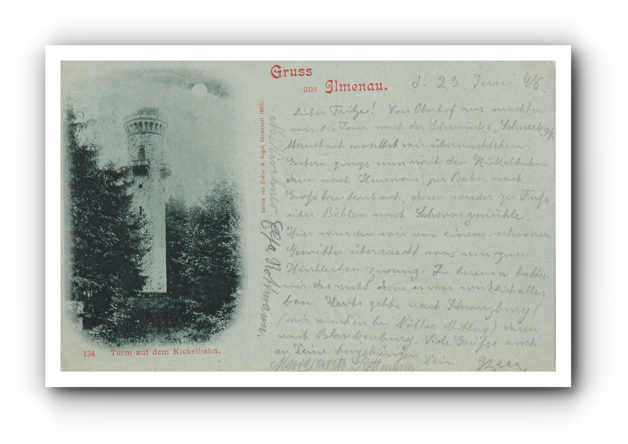 - Gruss aus ILMENAU - 23.06.1898 -