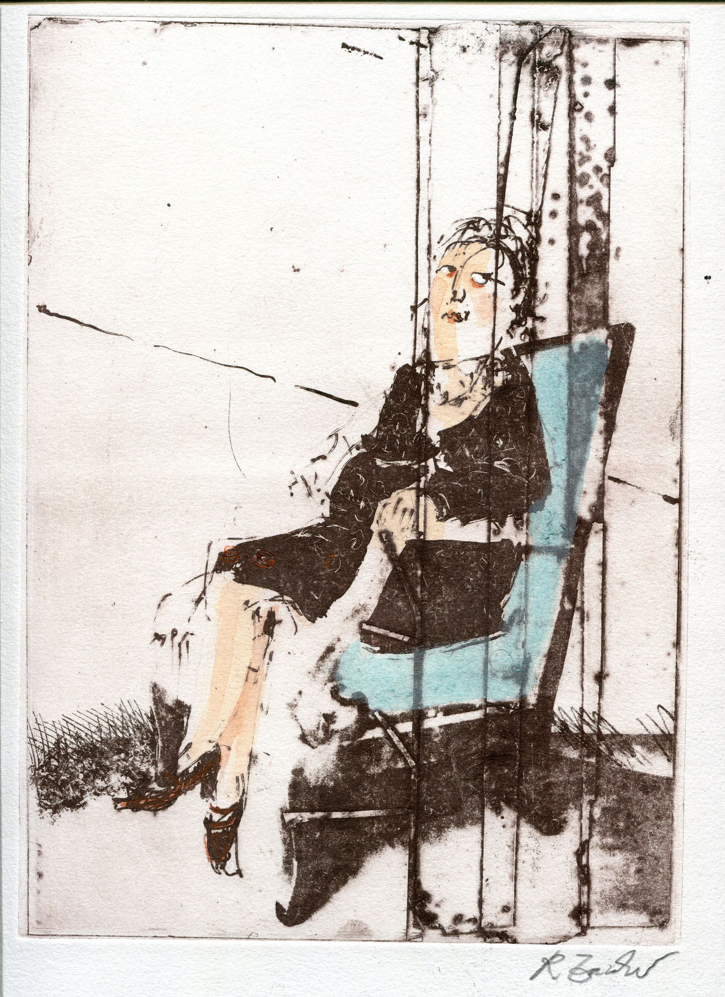 Frau im Spiegel, Intagliotypie, 70 x 50 cm