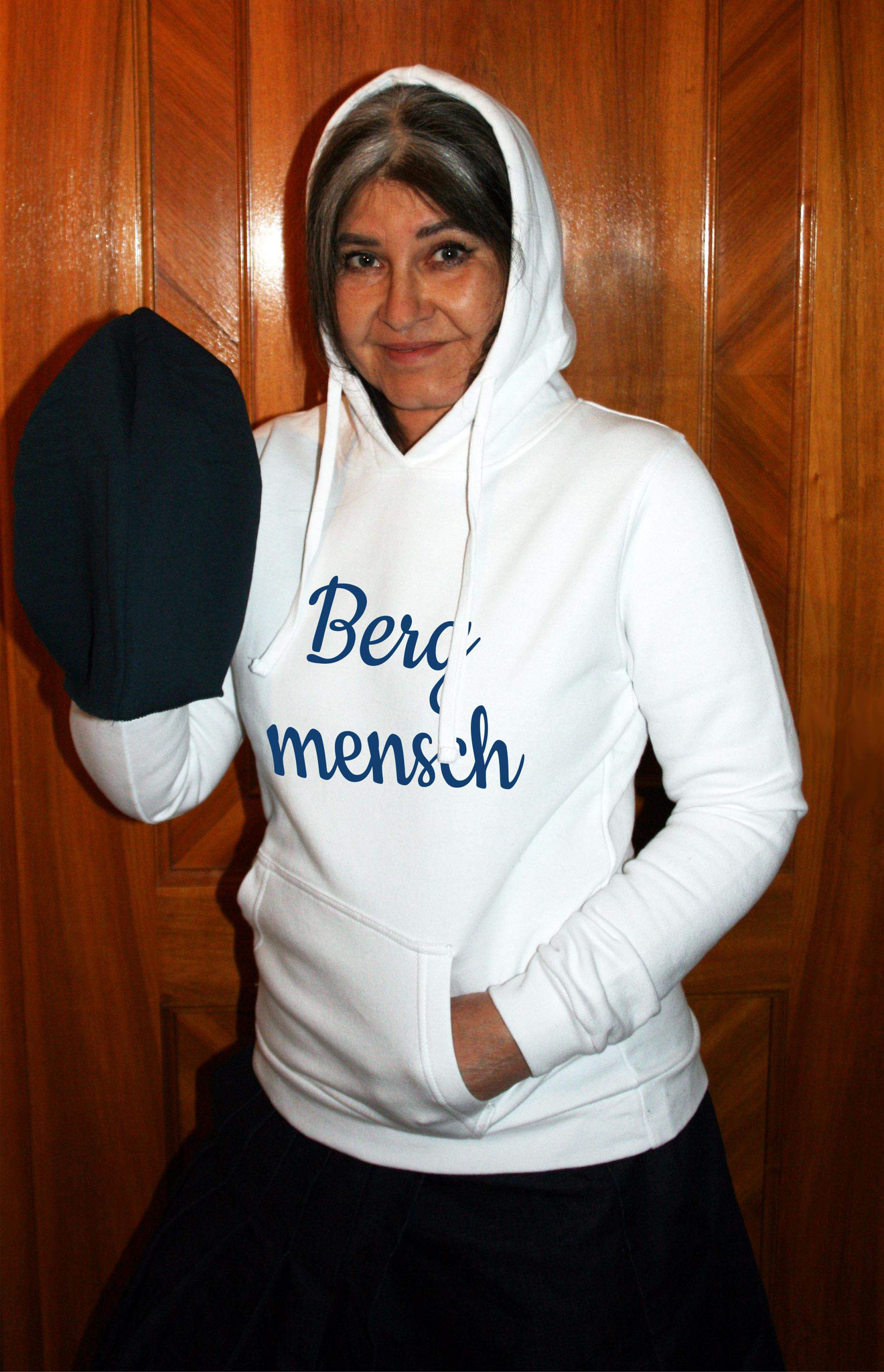 Damen-Sweater weiss mit Motiv "Bergmensch"