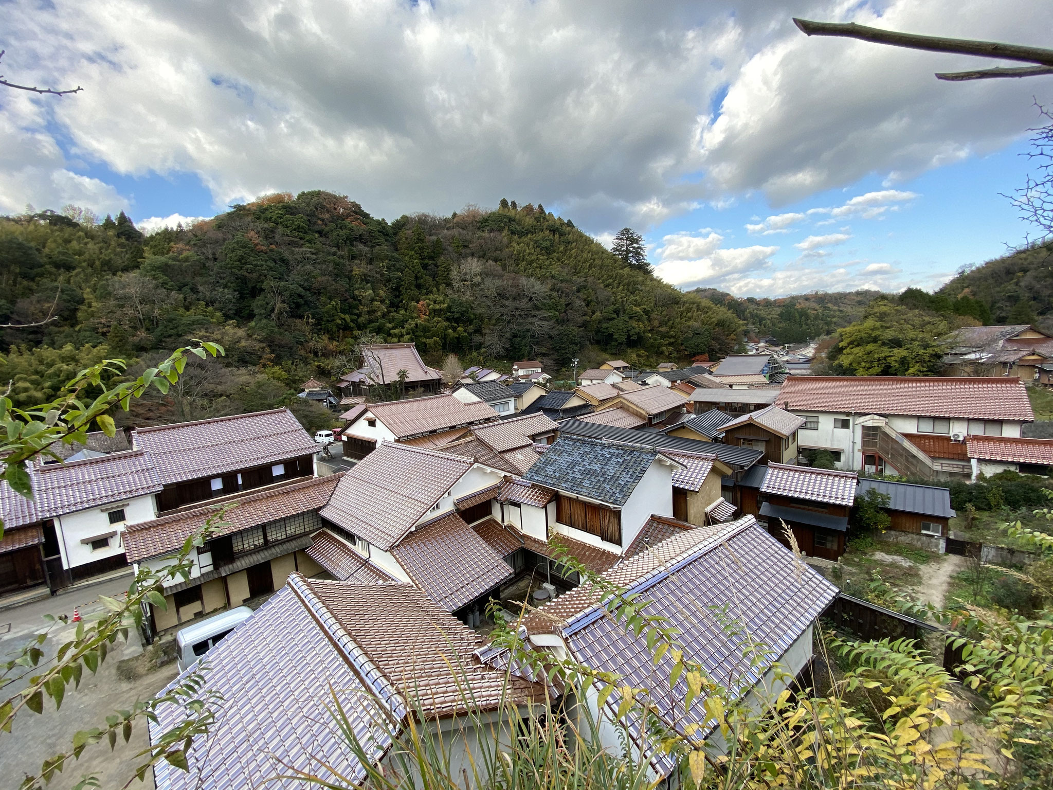 観世音寺から見える大森の町並み