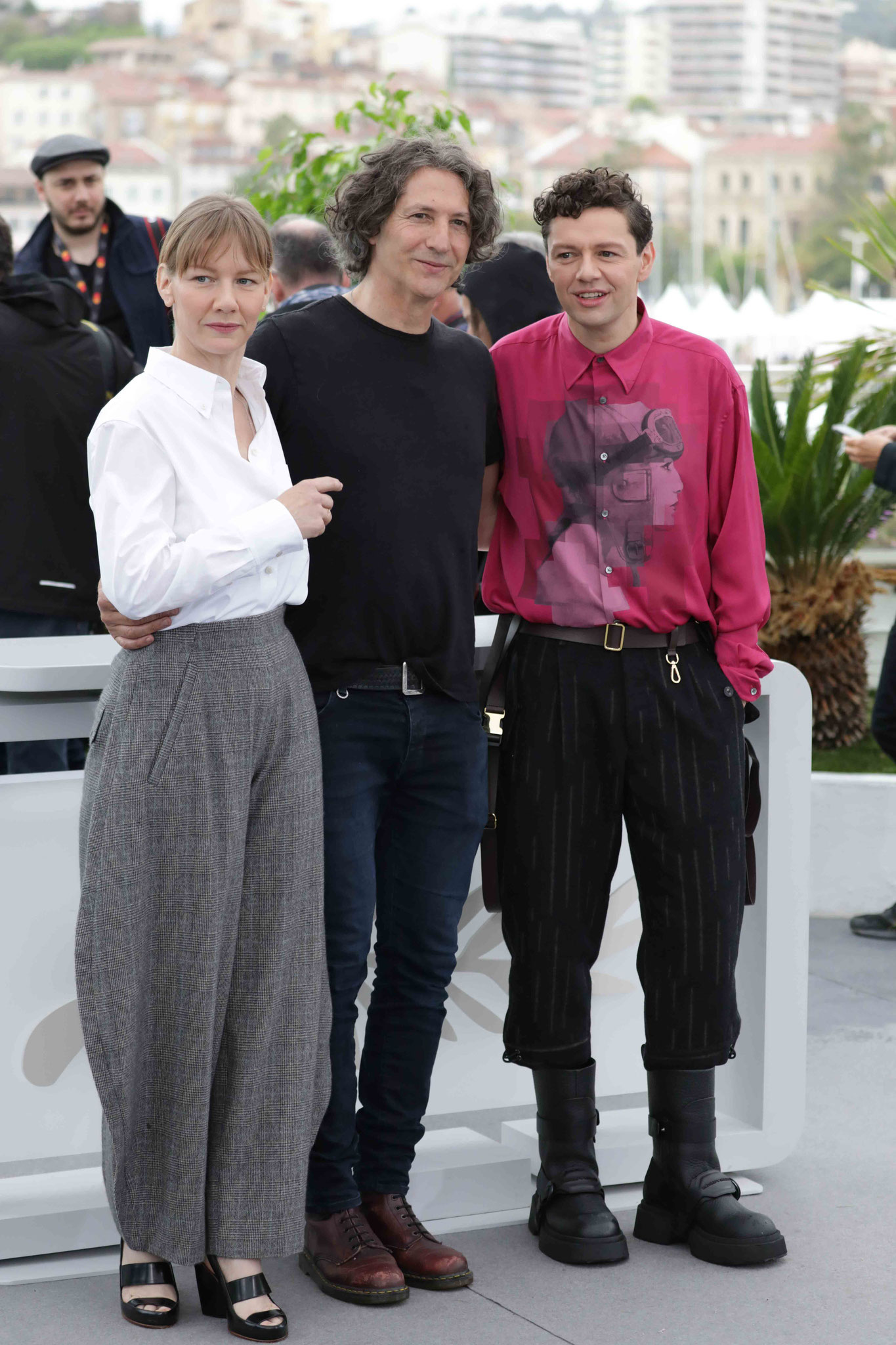 Sandra Hüller, Director Jonathan Glazer and Christian Friedel.