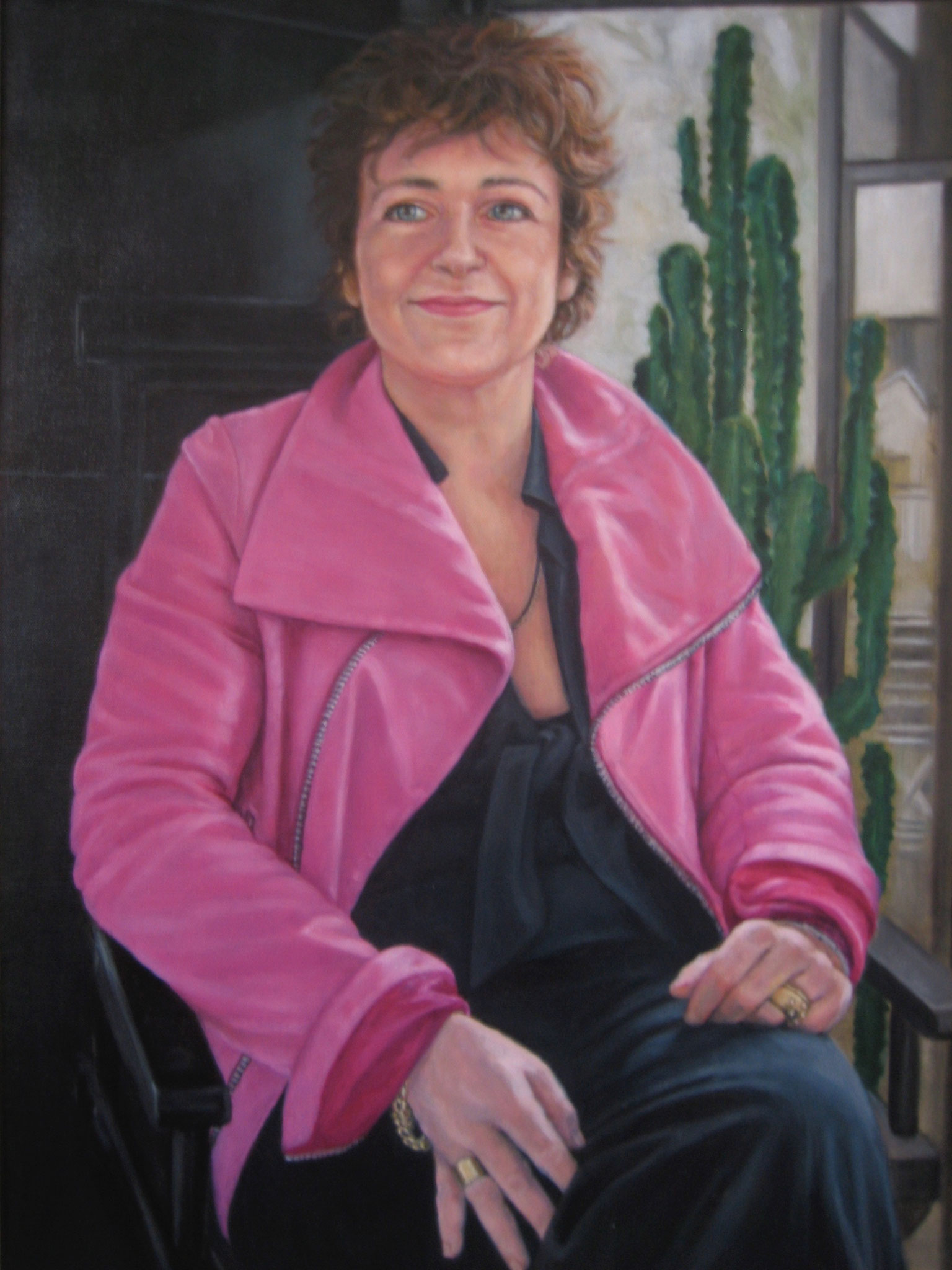 "Sophie Berthelier, architecte, membre de l'Académie d'architecture", huile sur toile, 65/50cm, 2007