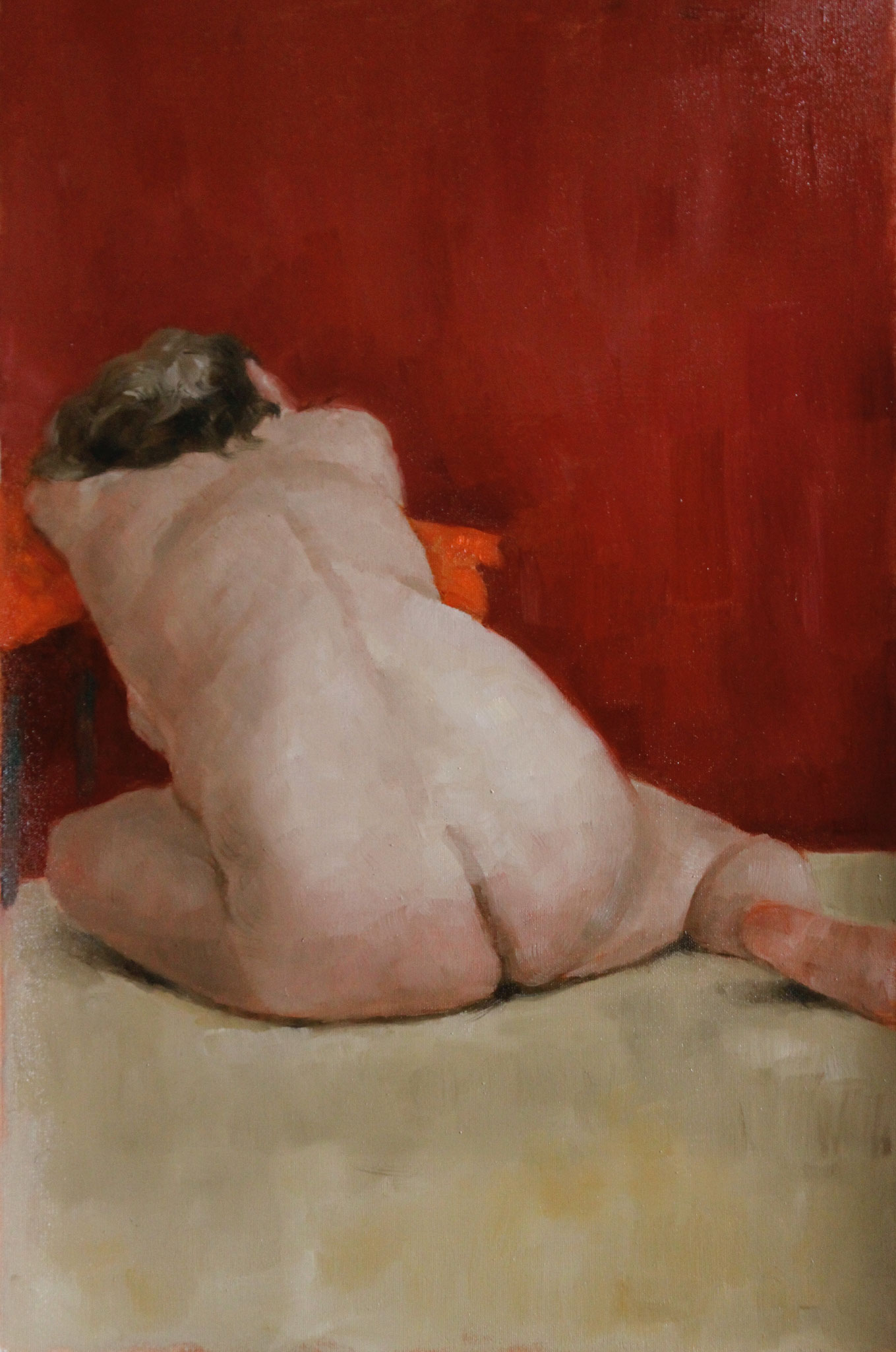 "Dos sur fond rouge", 41/27 cm, 2016