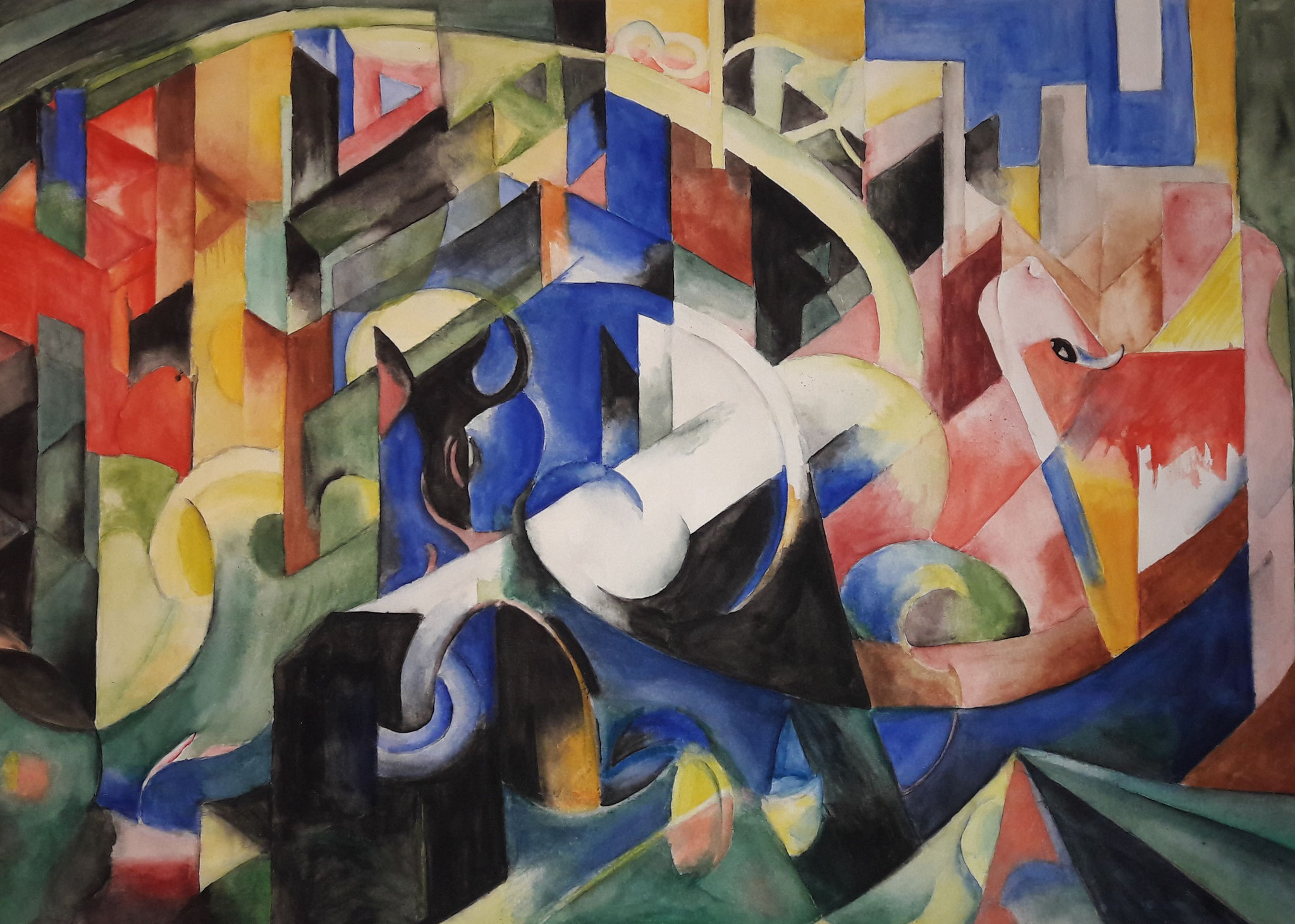 Kühe (Malerei mit Kühen I) by Franz Marc