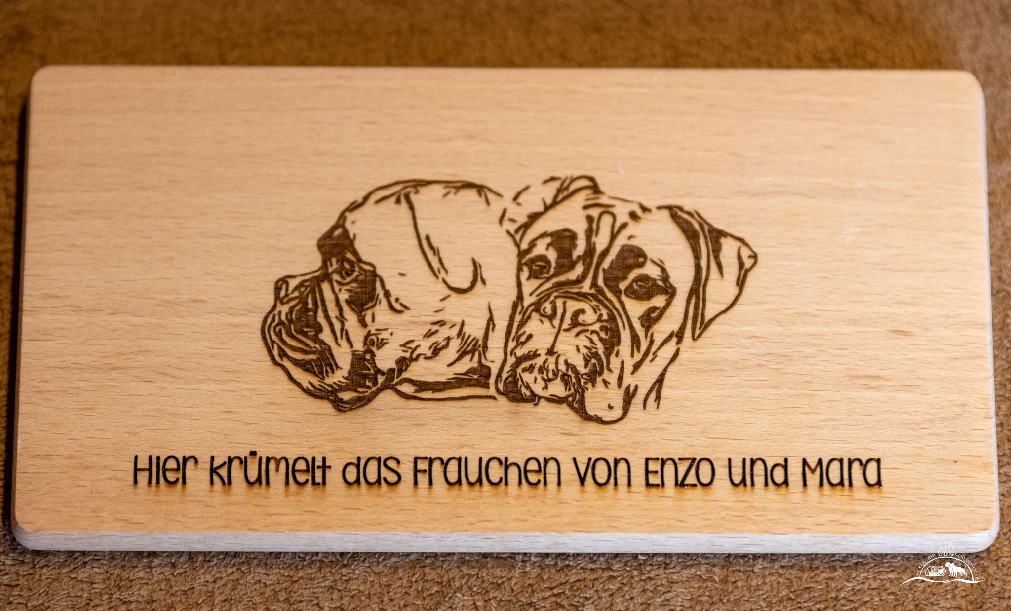 Brettchen - Design nach Vorlage (Foto) mit Schriftzug (21,5 x 11,5 cm)