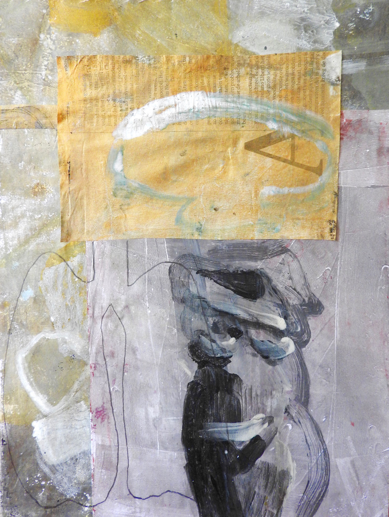 Collage/print/acrylic/pencil on paper, 0.24 x 0.31 mtr.