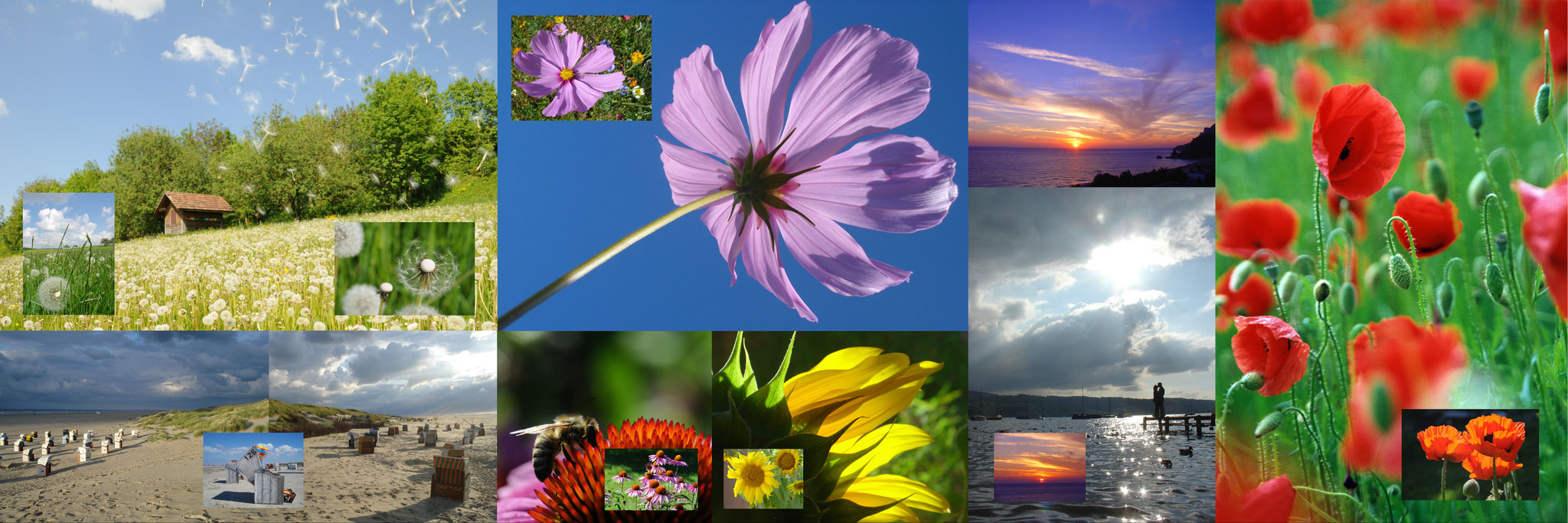 Collage Sommer (Greifensee/Weisslingen/Amrum/Korfu, Schweiz/Deutschland/Griechenland, 2004-2012)