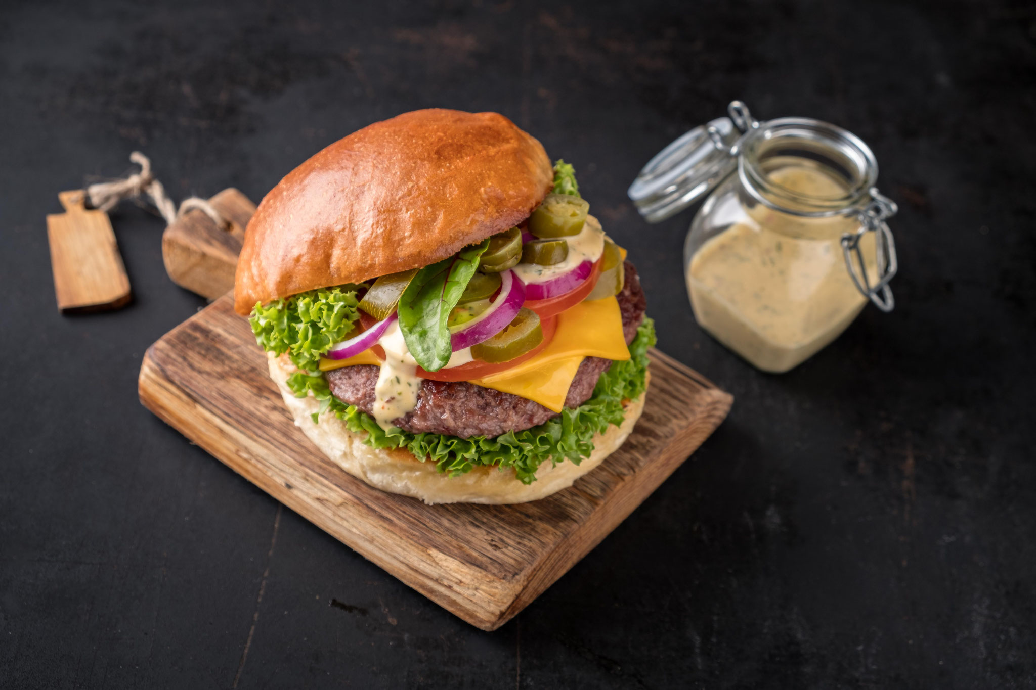 Food-Fotografie Burger 45° Grad Ansicht!