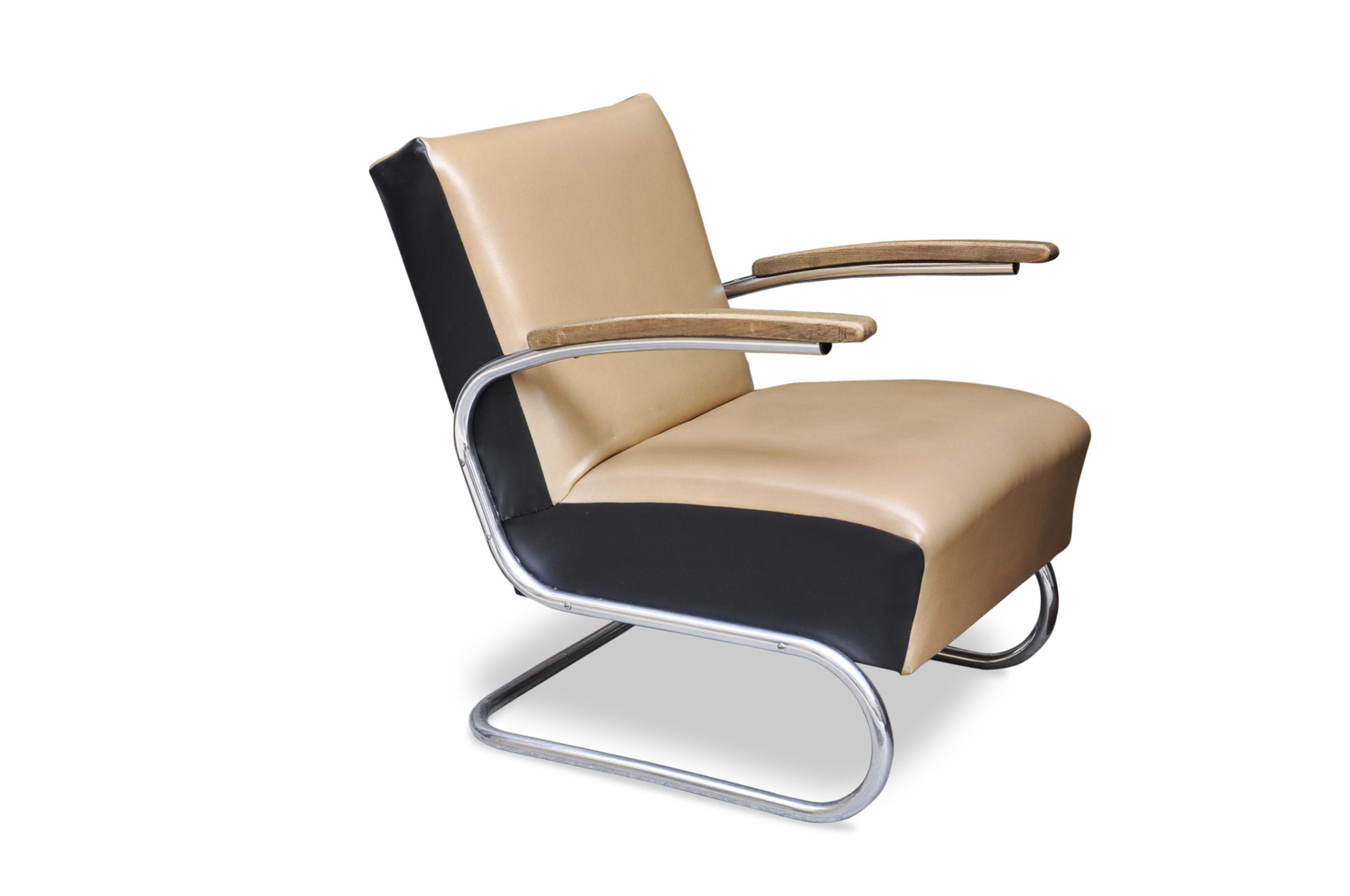 Bauhaus Cantilever Leather Chairs Mid Century Modern Original