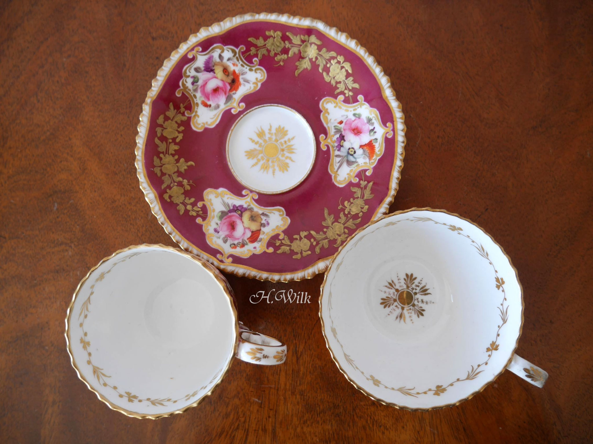 英国コンポート 薔薇 金彩 ミントン コールドンローズプレートゴールド