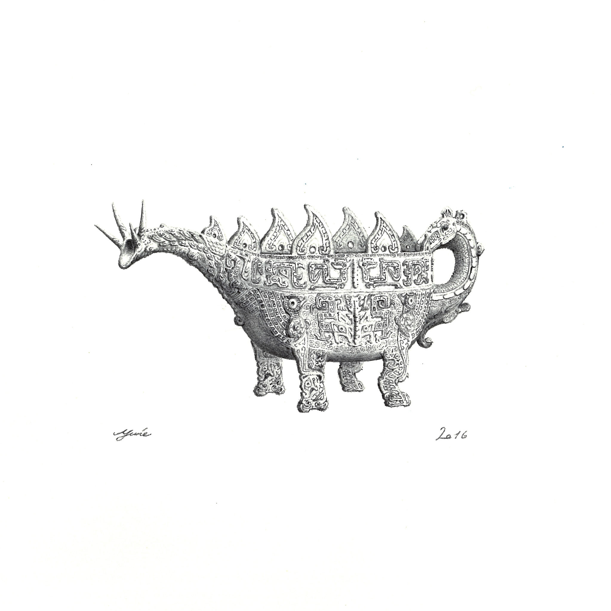 Ritual Bronze: Stegosaurus / 2016 / Ballpoint pen