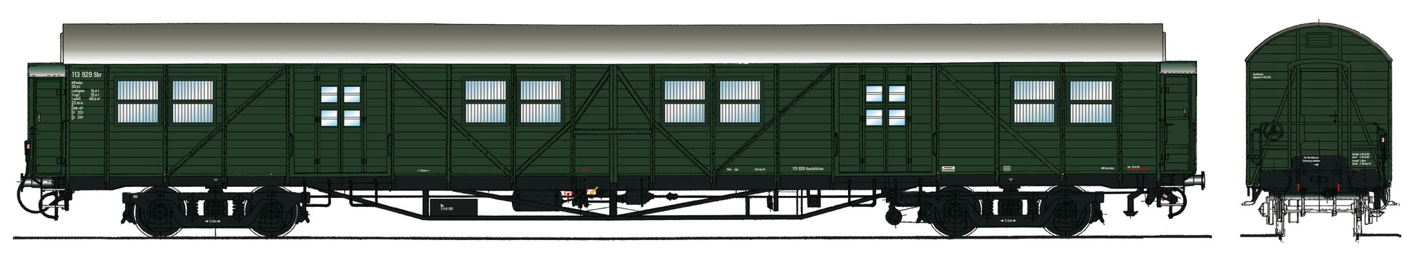 Spur 1 Gepäckwagen MPw4i-55, Epoche IIIb (Colorierung der Bestell-Nr. 16046)