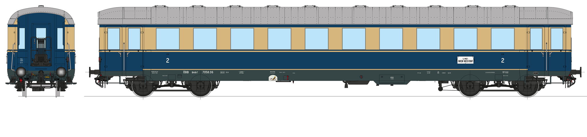 Colorierung 15185, Ep. 3c, ÖBB, Trieb-Beiwagen, 2. Kl.