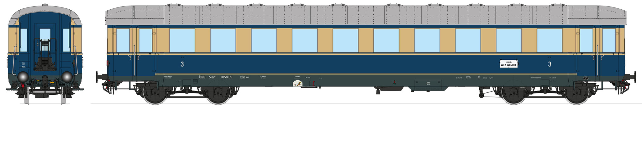 Colorierung 15184, Ep. 3b, ÖBB, Trieb-Beiwagen, 3. Kl.