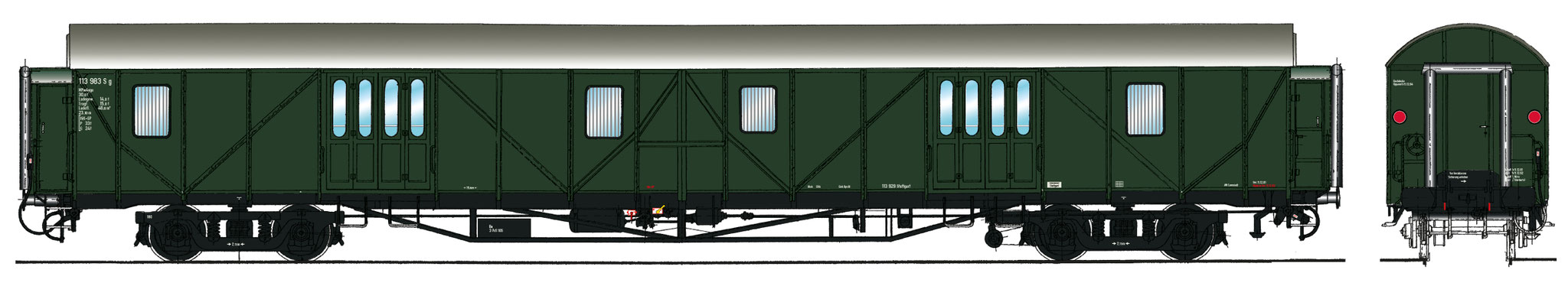 Spur 1 Gepäckwagen MPw4yg-57, Epoche IIIb (Colorierung der Bestell-Nr. 16047)