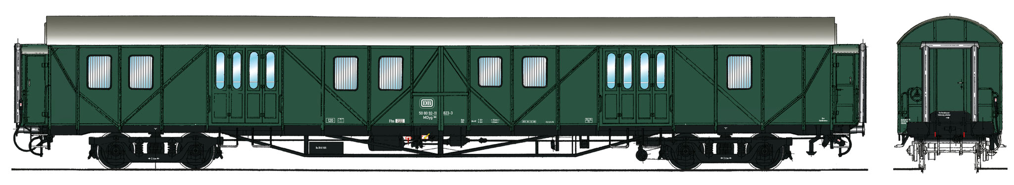 Spur 1 Gepäckwagen MDyg 986, Epoche IV (Colorierung der Bestell-Nr. 16050)
