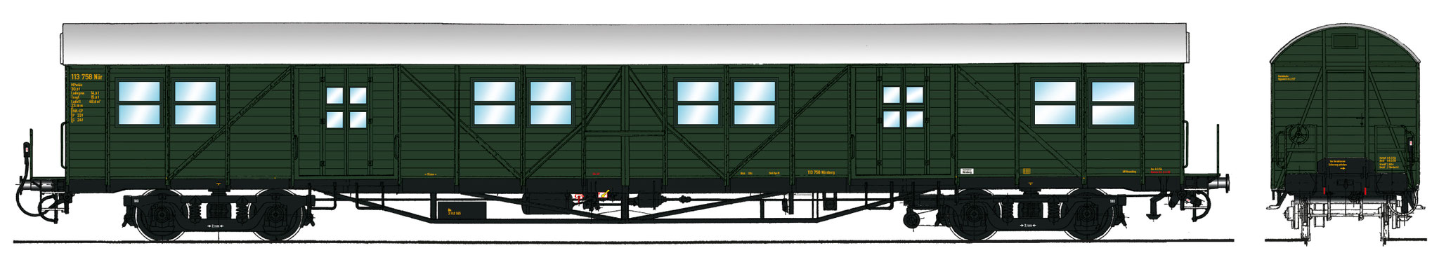 Spur 1 Gepäckwagen MPw4i-50, Epoche IIIa (Colorierung der Bestell-Nr. 16045)