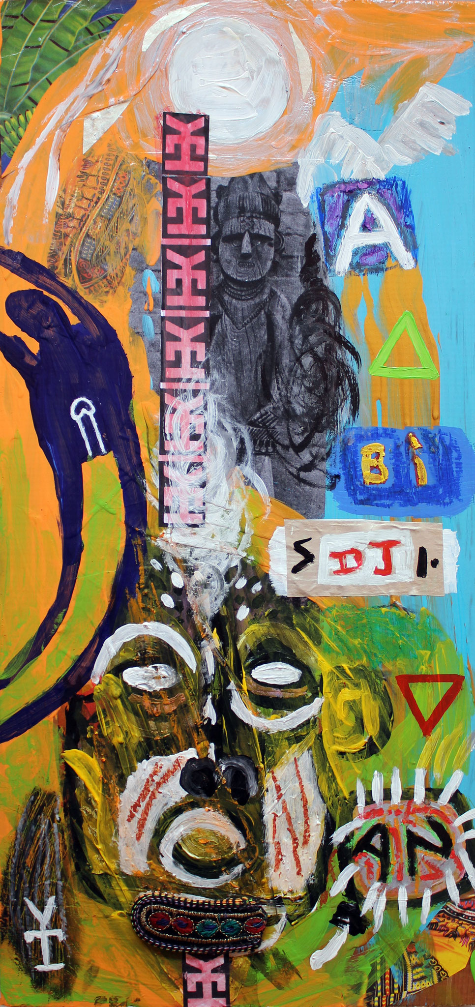 ABIDJAN- Acrylic and collage on wood- 11x23.5 inch - 2015 