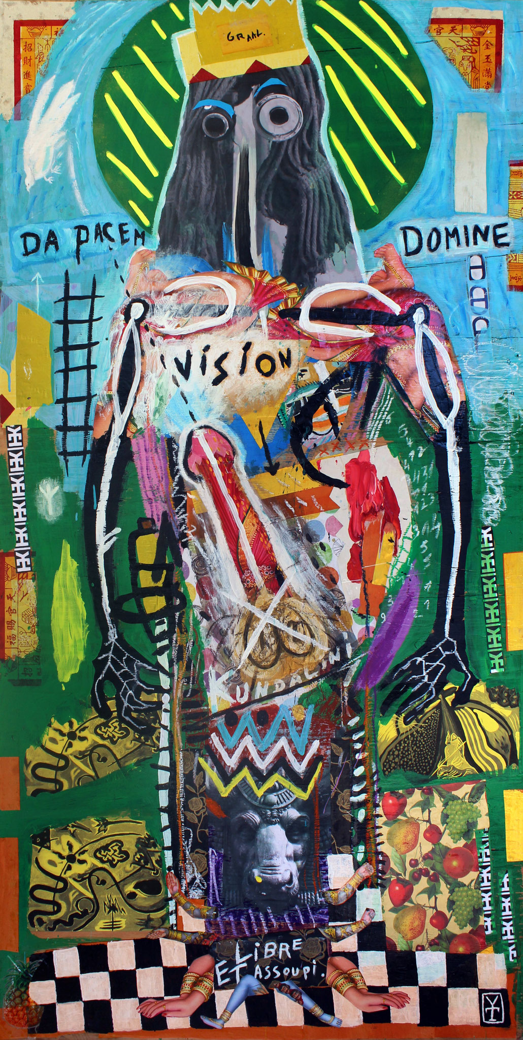 DA PACEM DOMINE / Acrylic, oil pastel and collage on wood -36.5x72inch/ 2016