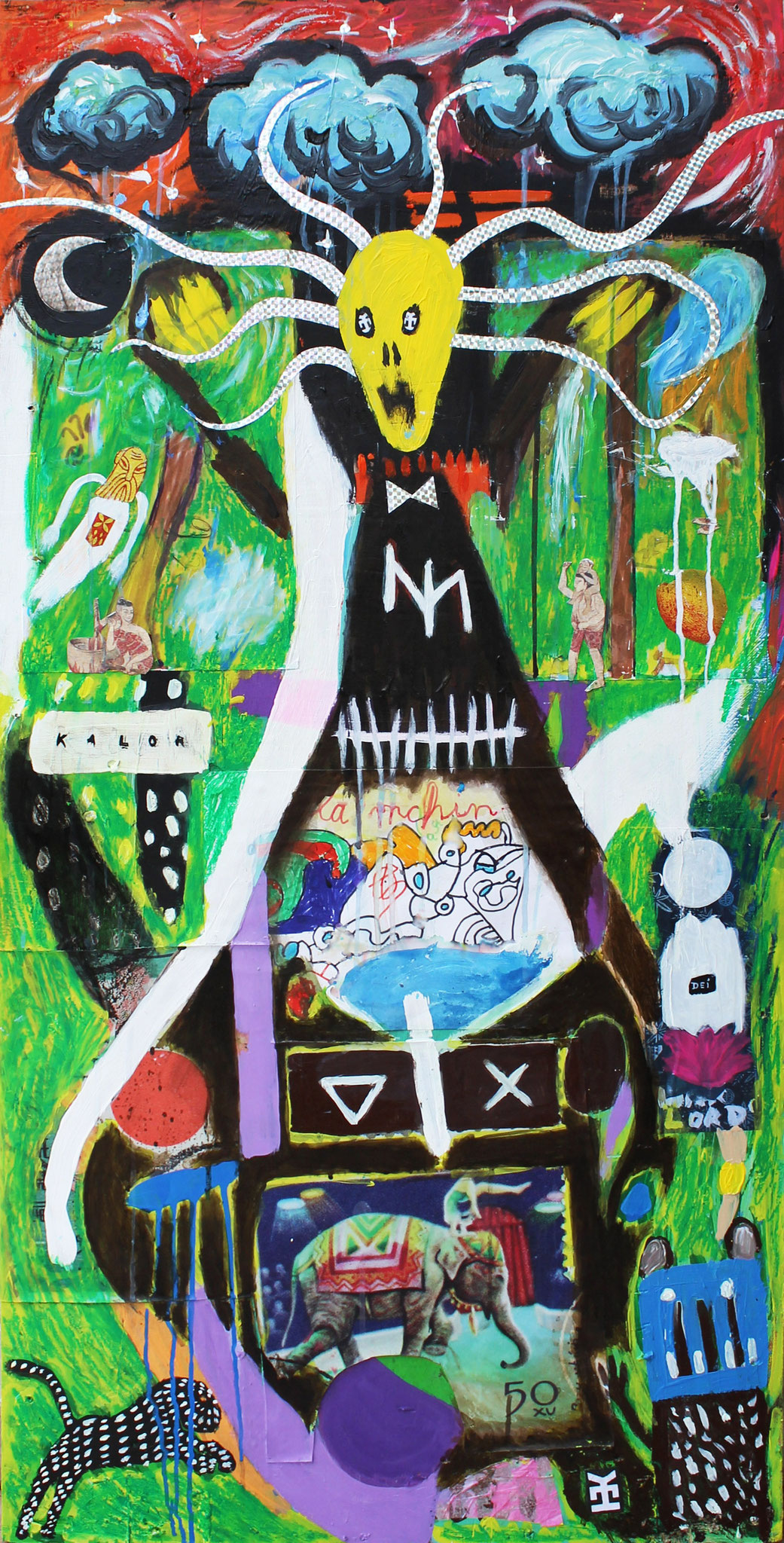 KALOR- acrylic and collage on wood - 24x48 inch/2016