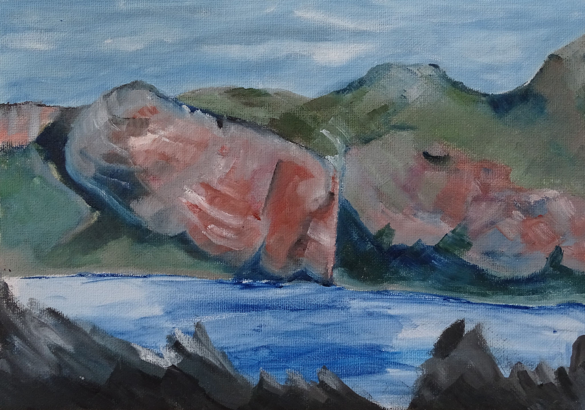 Sizilien, am Meer, 30x20 cm, Öl/ Leinwand