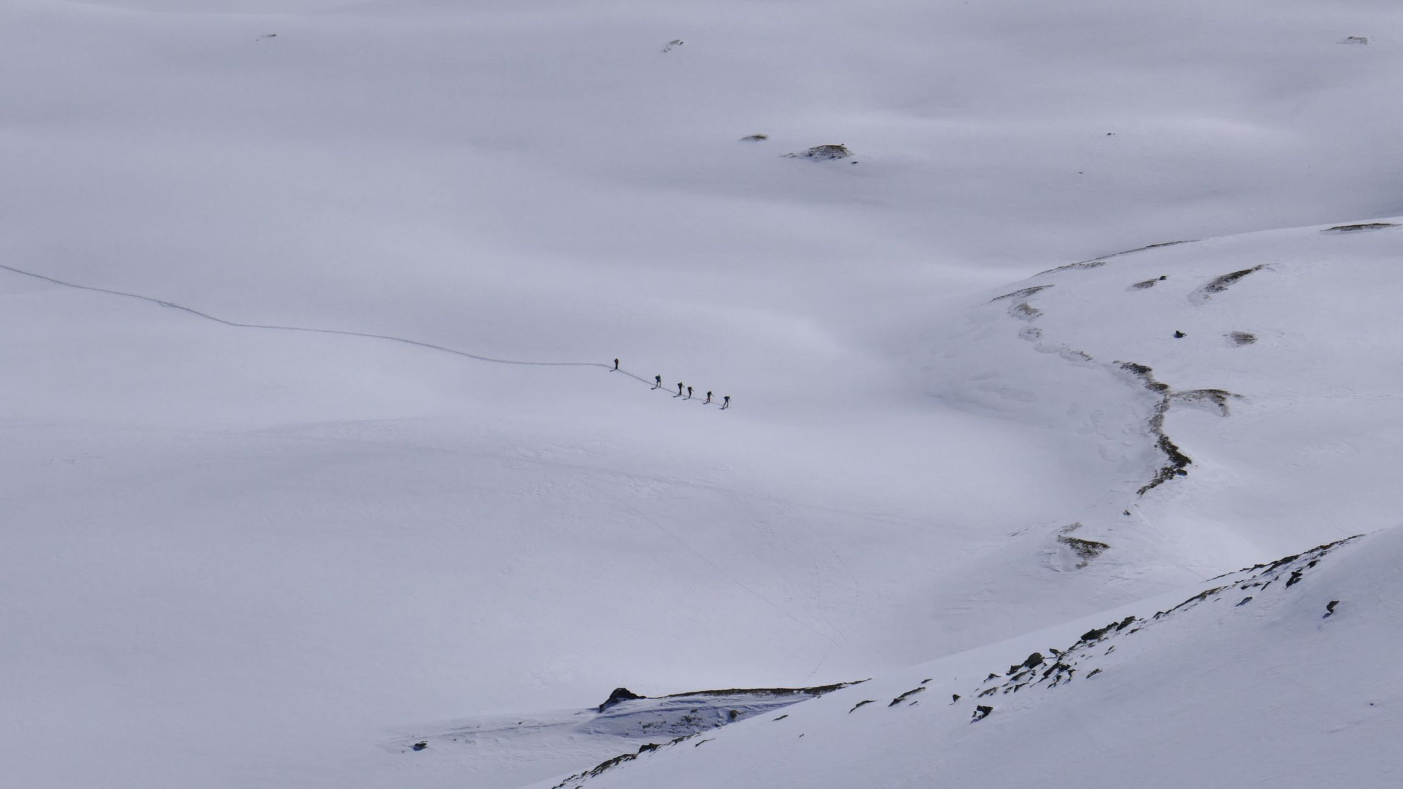 Gruppe im Aufstieg von der Potsdamer Hütte