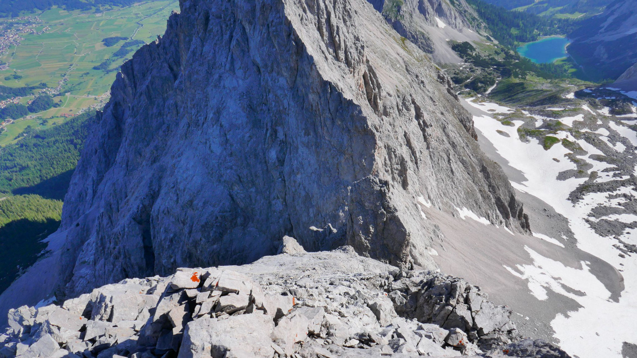 IV+ Route von der Schwärzscharte herauf zur Westl. Marienbergspitze