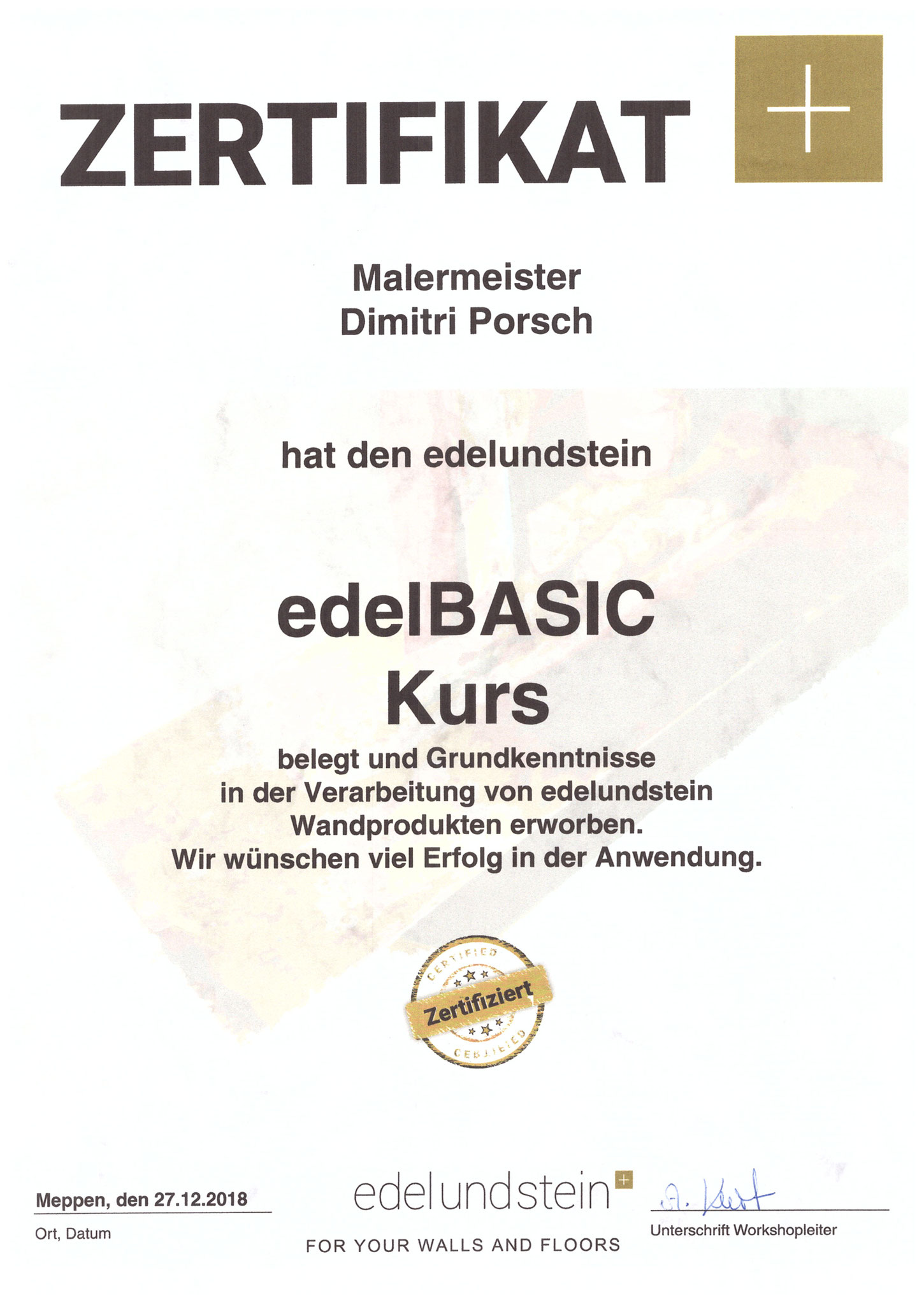 edelBASIC-Kurs, zertifiziert