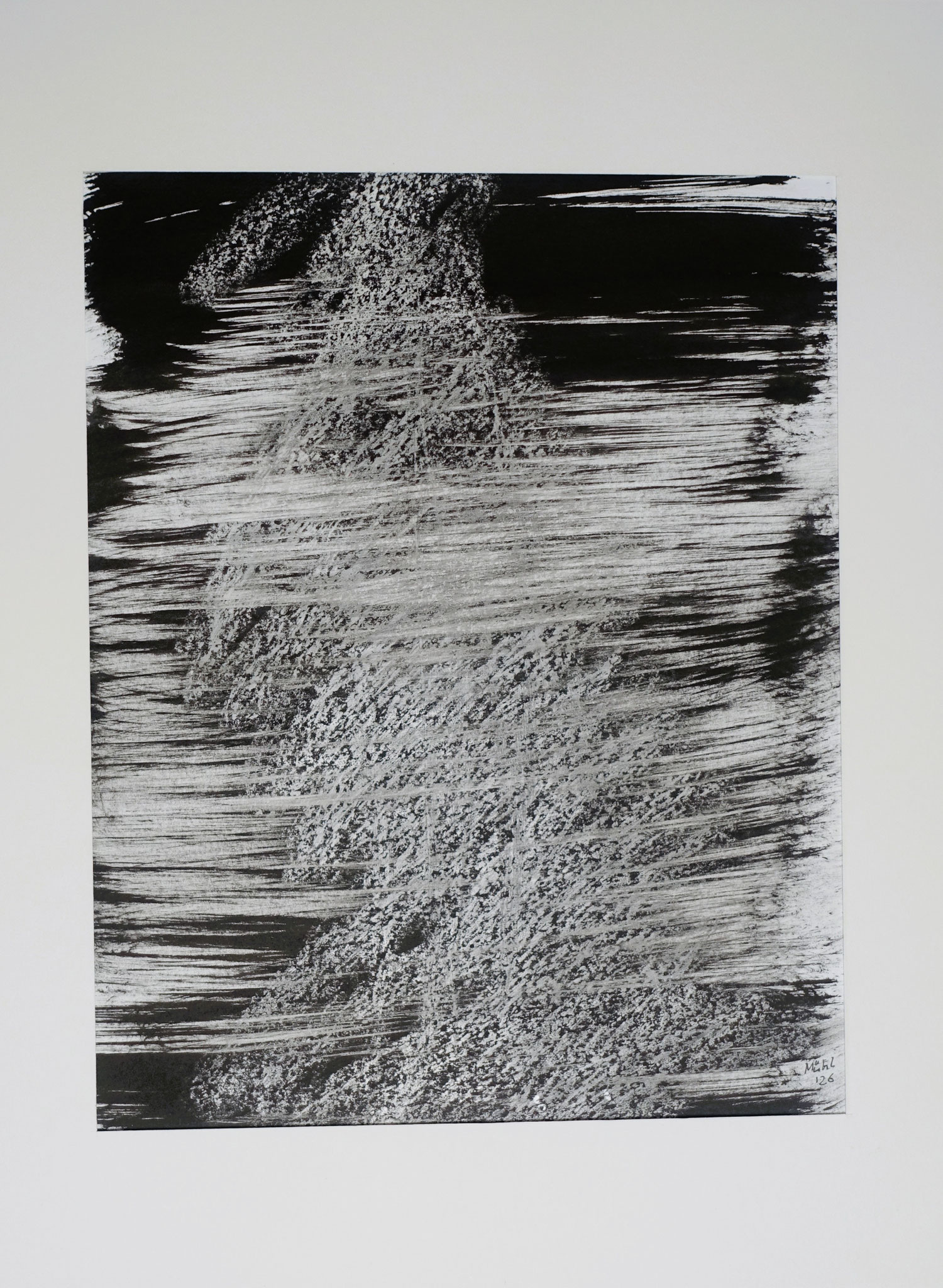 Ohne Titel, Wachs und Kalligrafietusche auf Papier, 30x40 aussen, 23x29 innen, 2026