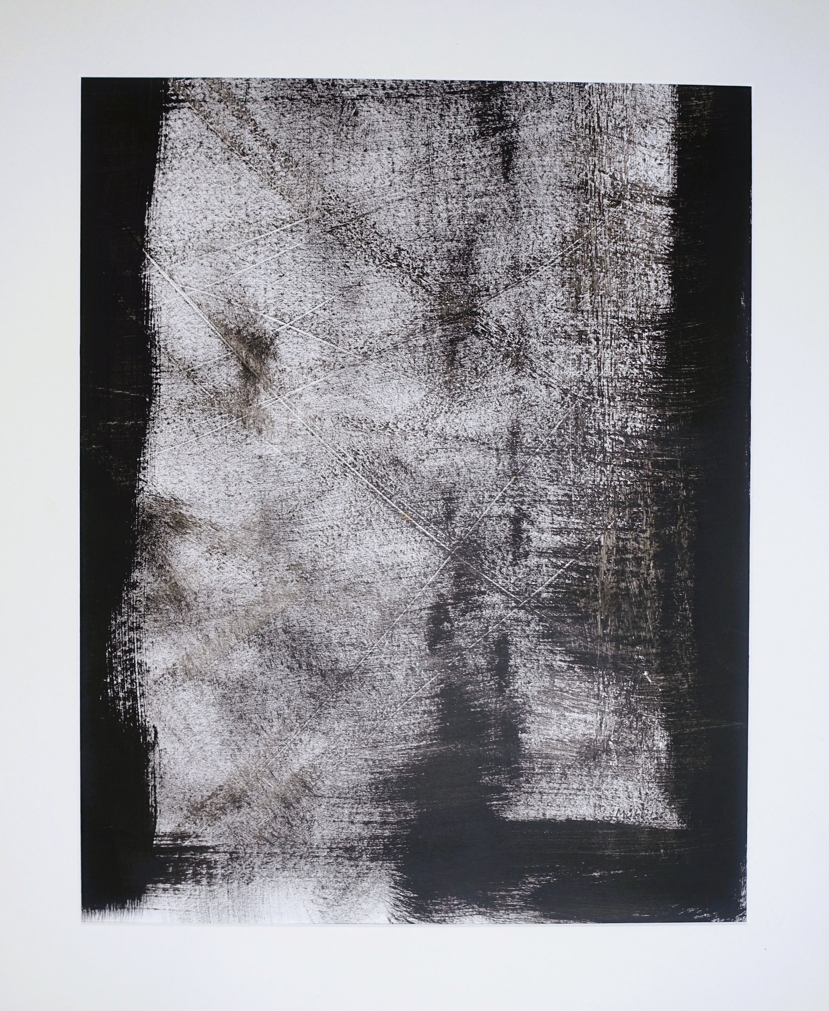 Ohne Titel, Kalligrafietusche auf Papier, 50x60 aussen, 39x49 innen, 2026