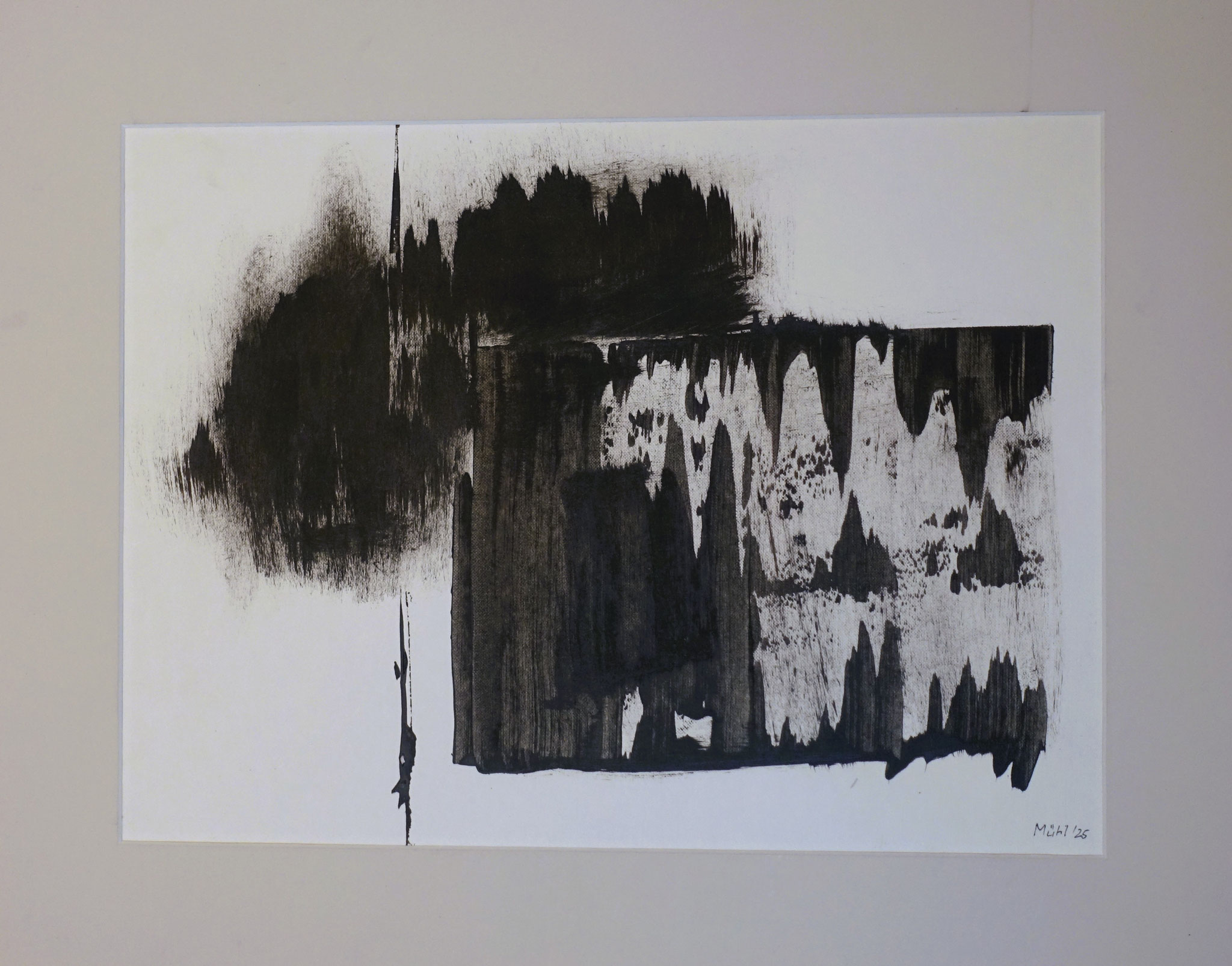 Ohne Titel, Acryl auf Papier, 50x40 aussen, 39x29 innen, 2025