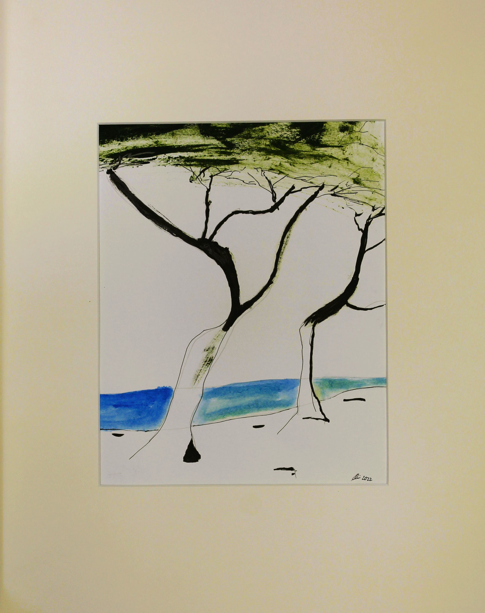 Acryl auf Papier, 40x50 aussen, 24x30 innen,  2022