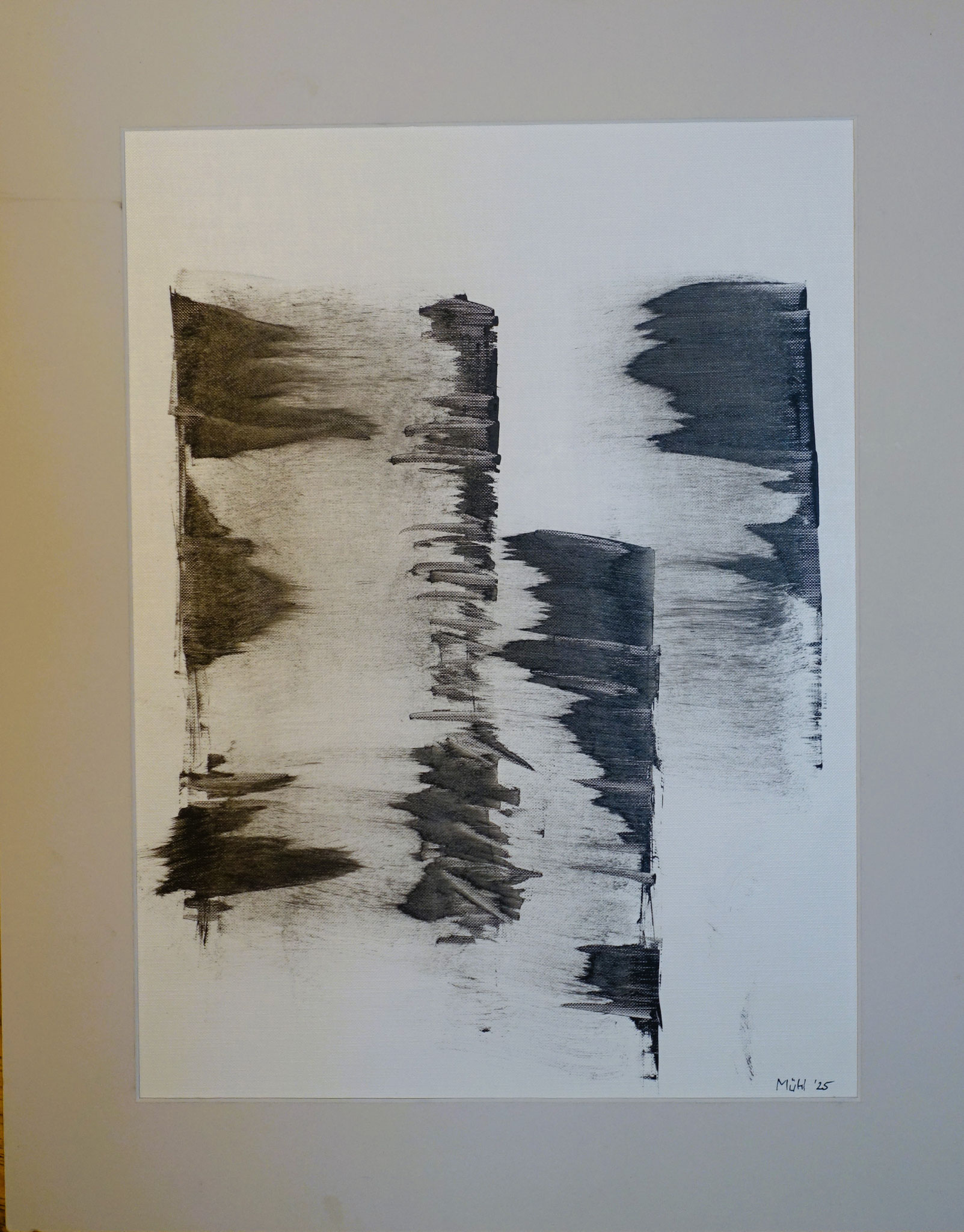 Ohne Titel, Acryl auf Ölpapier, 40x50 aussen,29x39 innen, 2025