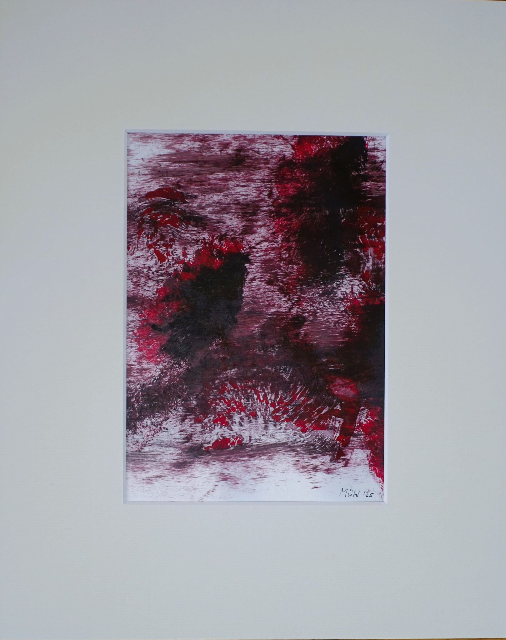 Ohne Titel, Acryl auf Papier, 24x30 aussen, 13x18 innen, 2025