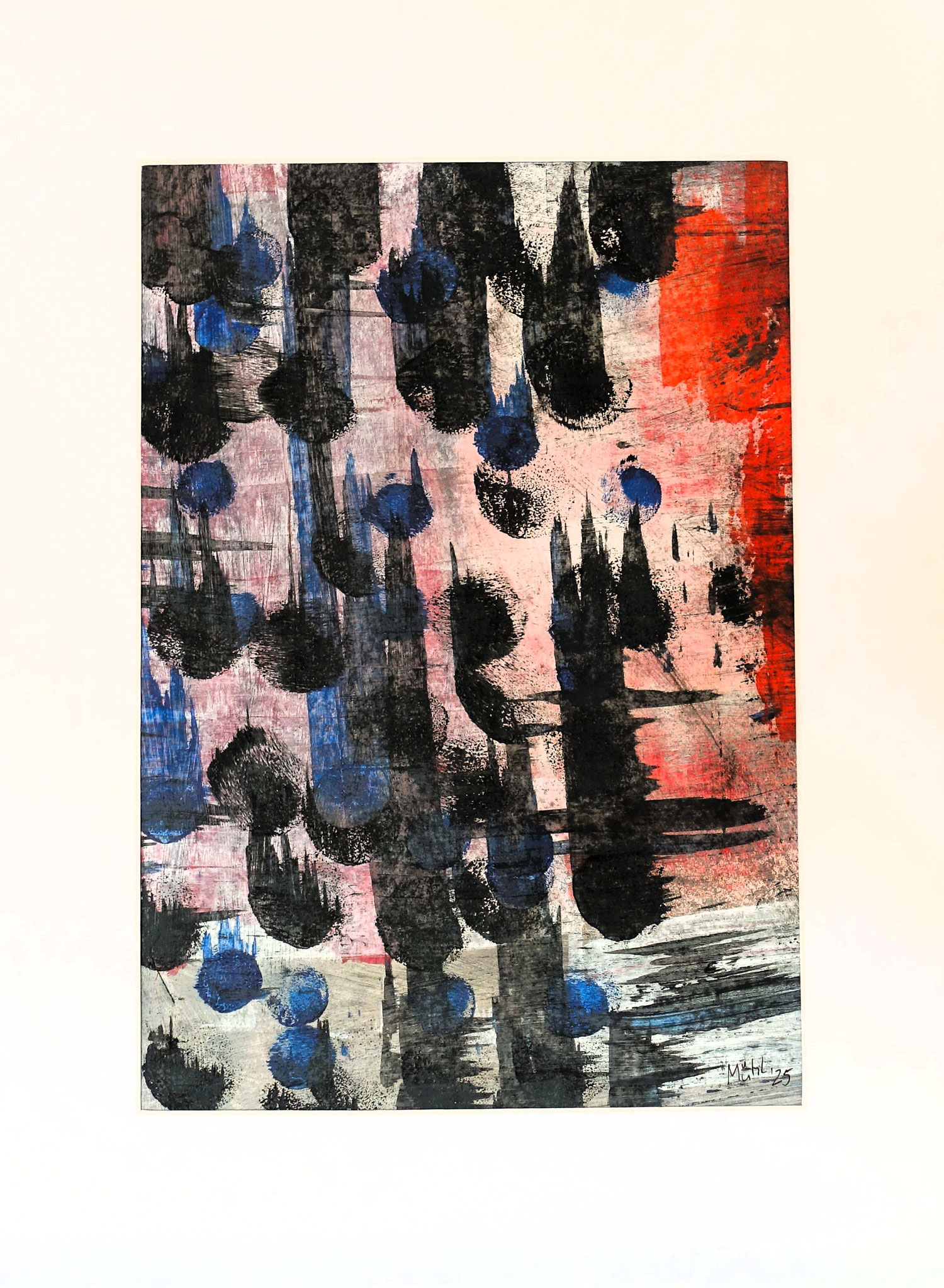 Acryl auf Papier, 20x29 cm innen, 30x40 cm aussen, 2025