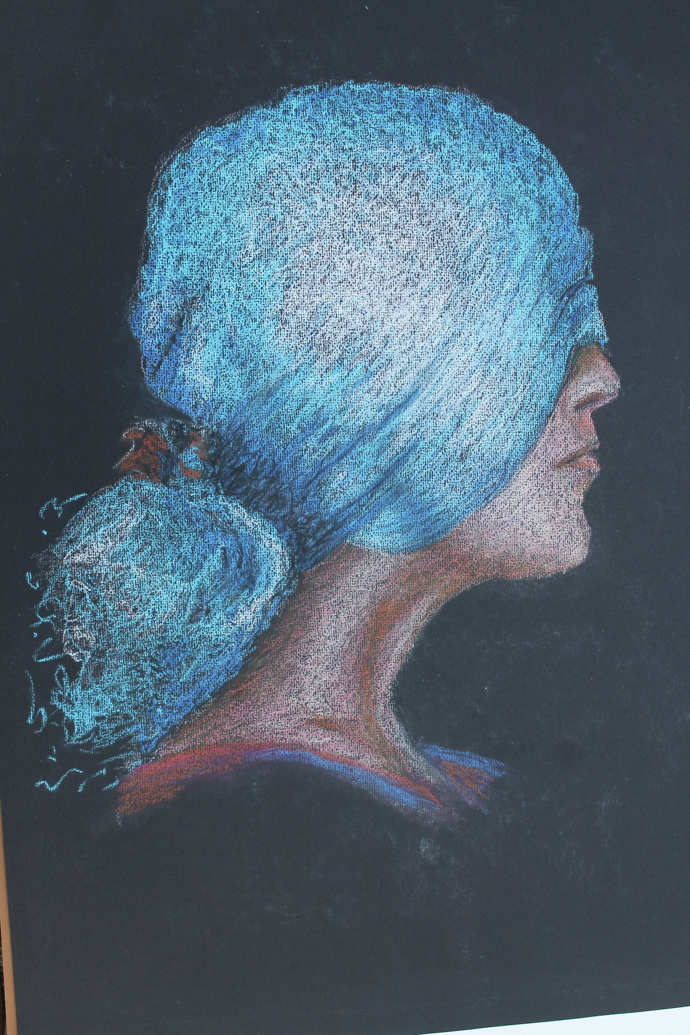 Das Motiv kam genau zur richtigen Zeit. Auf Schwarz zu düster. Zuversicht habe ich in großen Buchstaben darüber gemalt und mir hingehängt