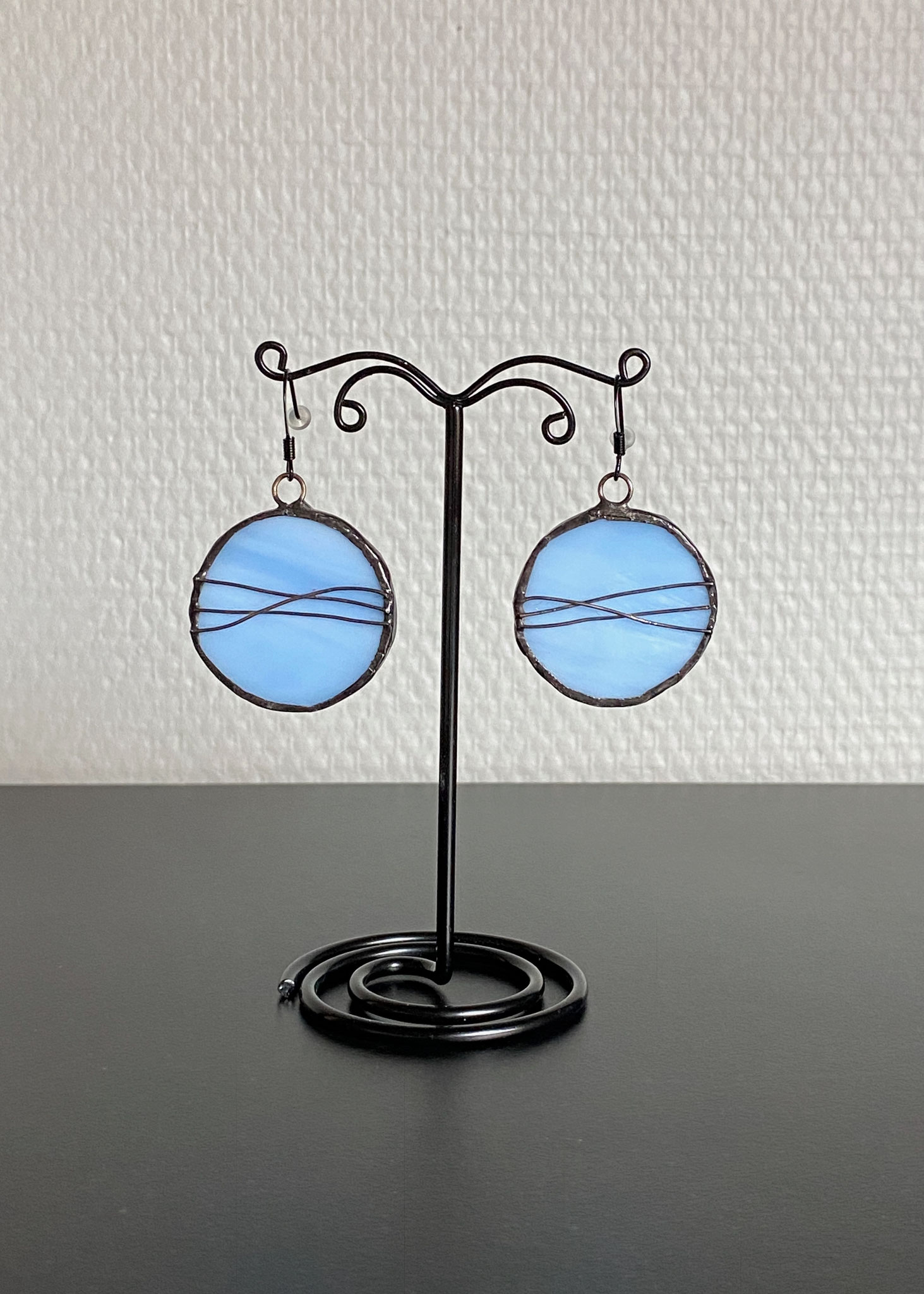 BO en Tiffany rondes bleues (diamètre 3cm) 12€
