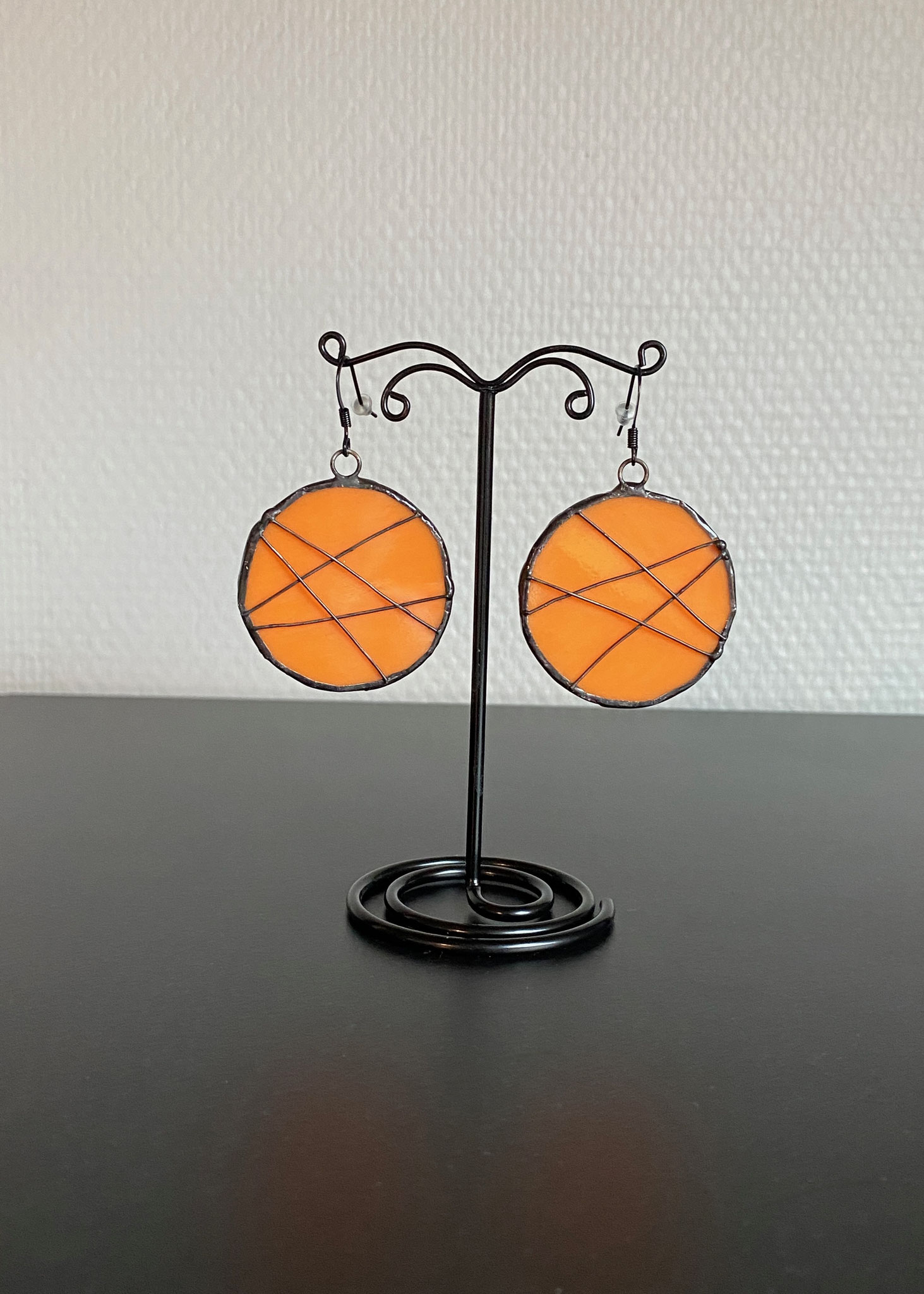 BO en Tiffany rondes oranges (diamètre 4cm) 12€