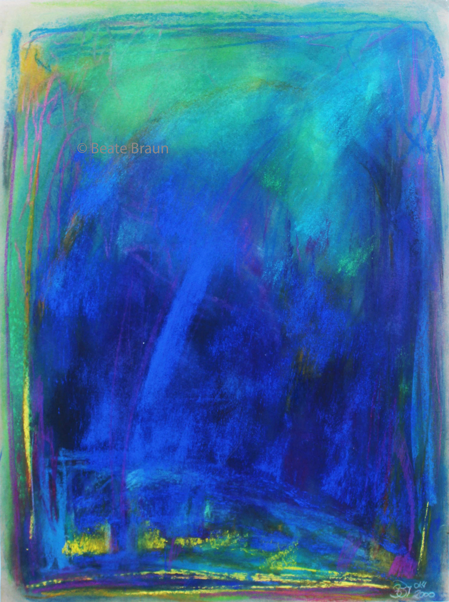 Wachsen im Blau | 35 x 50 cm | Pastell auf Papier | 2000