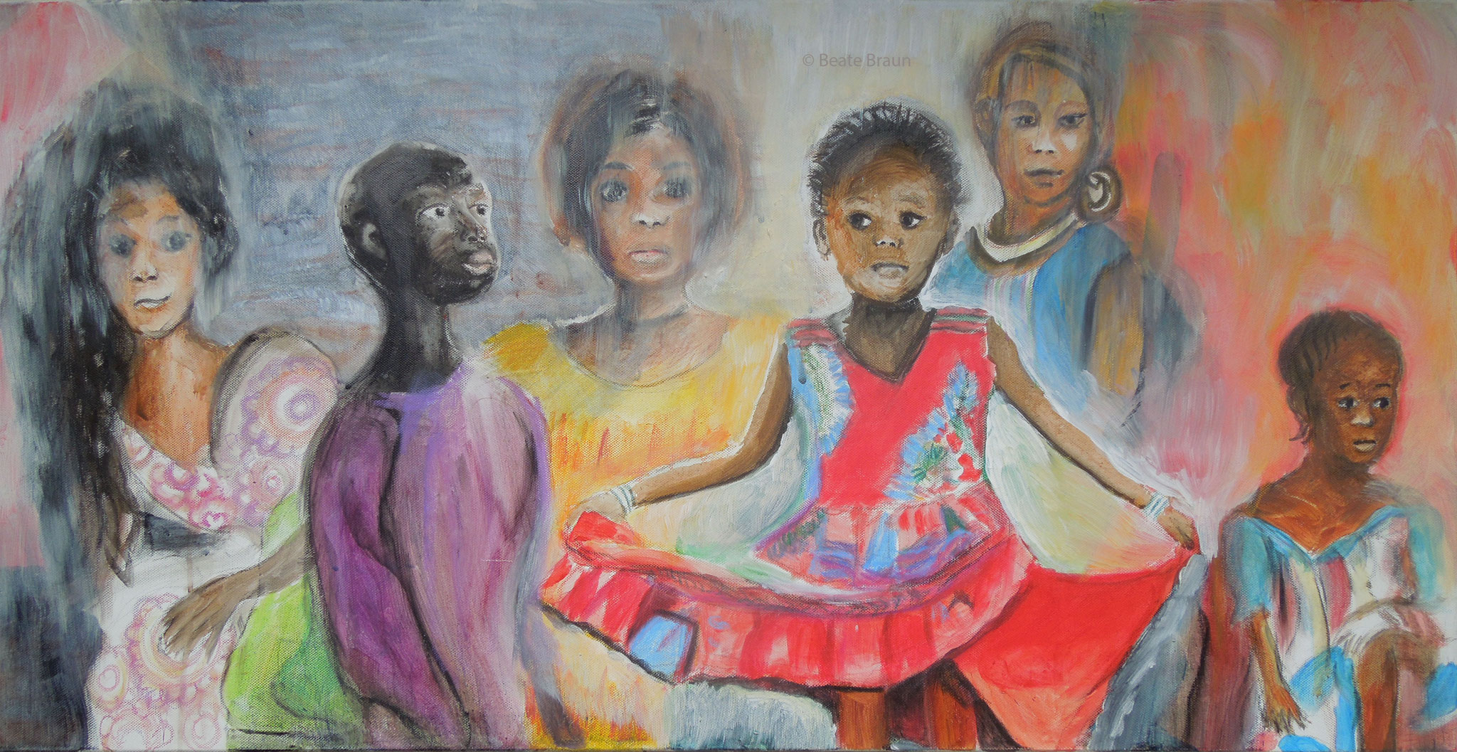 Hochzeitstanz in Gambia | 60 x 100 cm | Acryl auf Leinwand | 2014