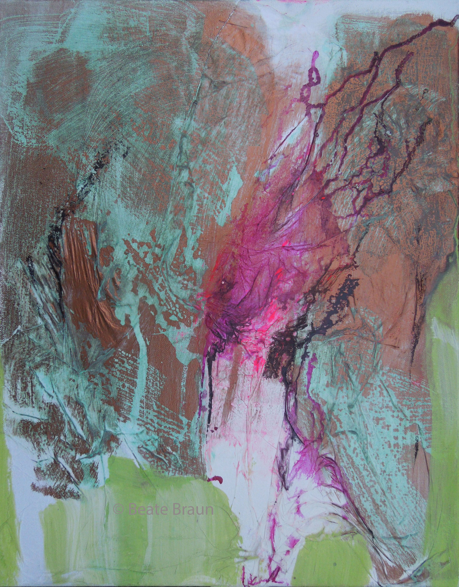 Rost im Pink 2 | 30 x 50 cm | Mischtechnik mit Rost auf Leinwand  | 2017