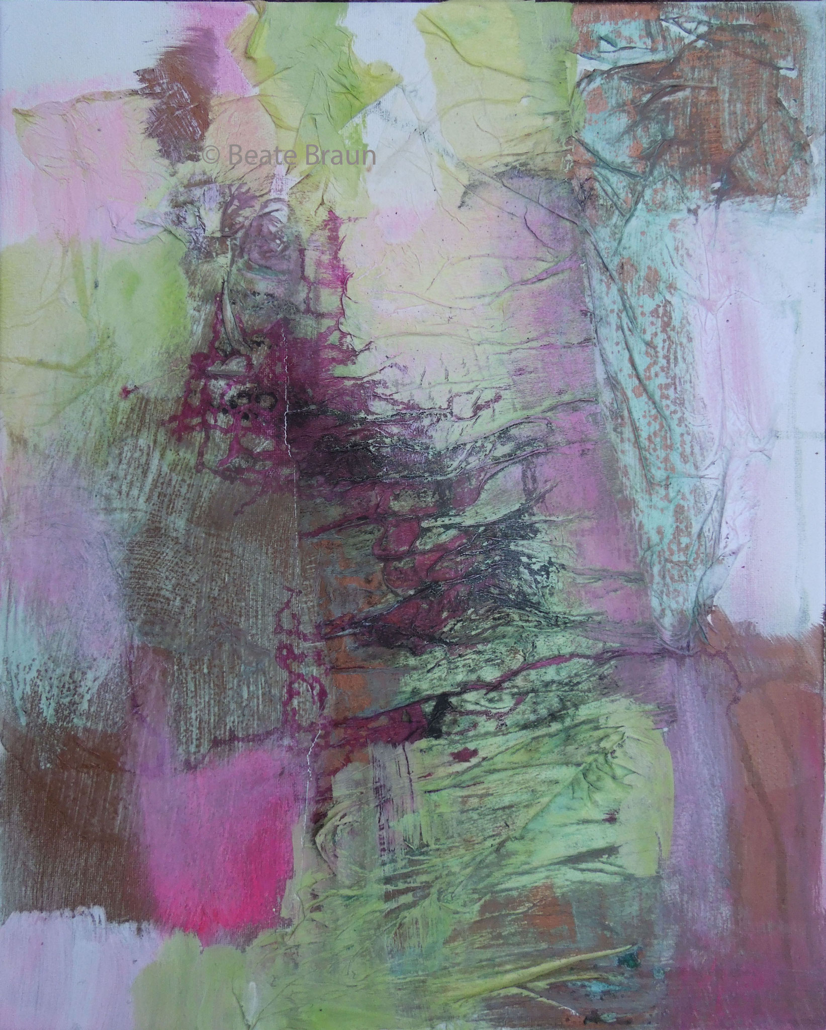 Rost im Pink 3 | 30 x 50 cm | Mischtechnik mit Rost auf Leinwand  | 2017