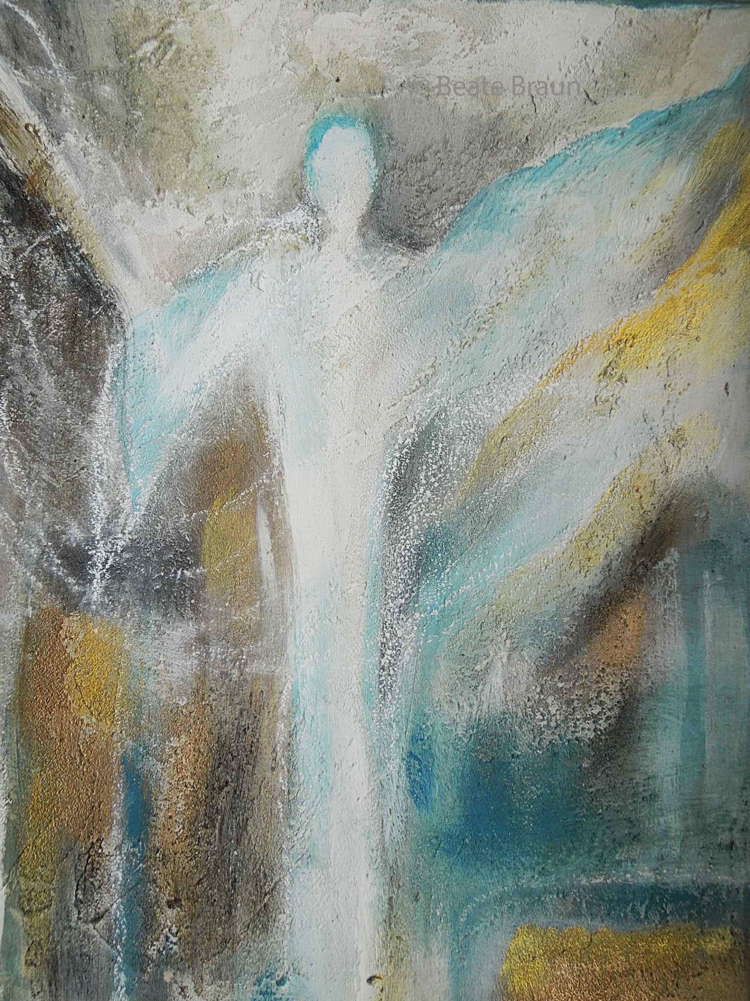 Engel in Silbergrau | 35 x 45 cm | Mischtechnik auf Leinwand | 2001